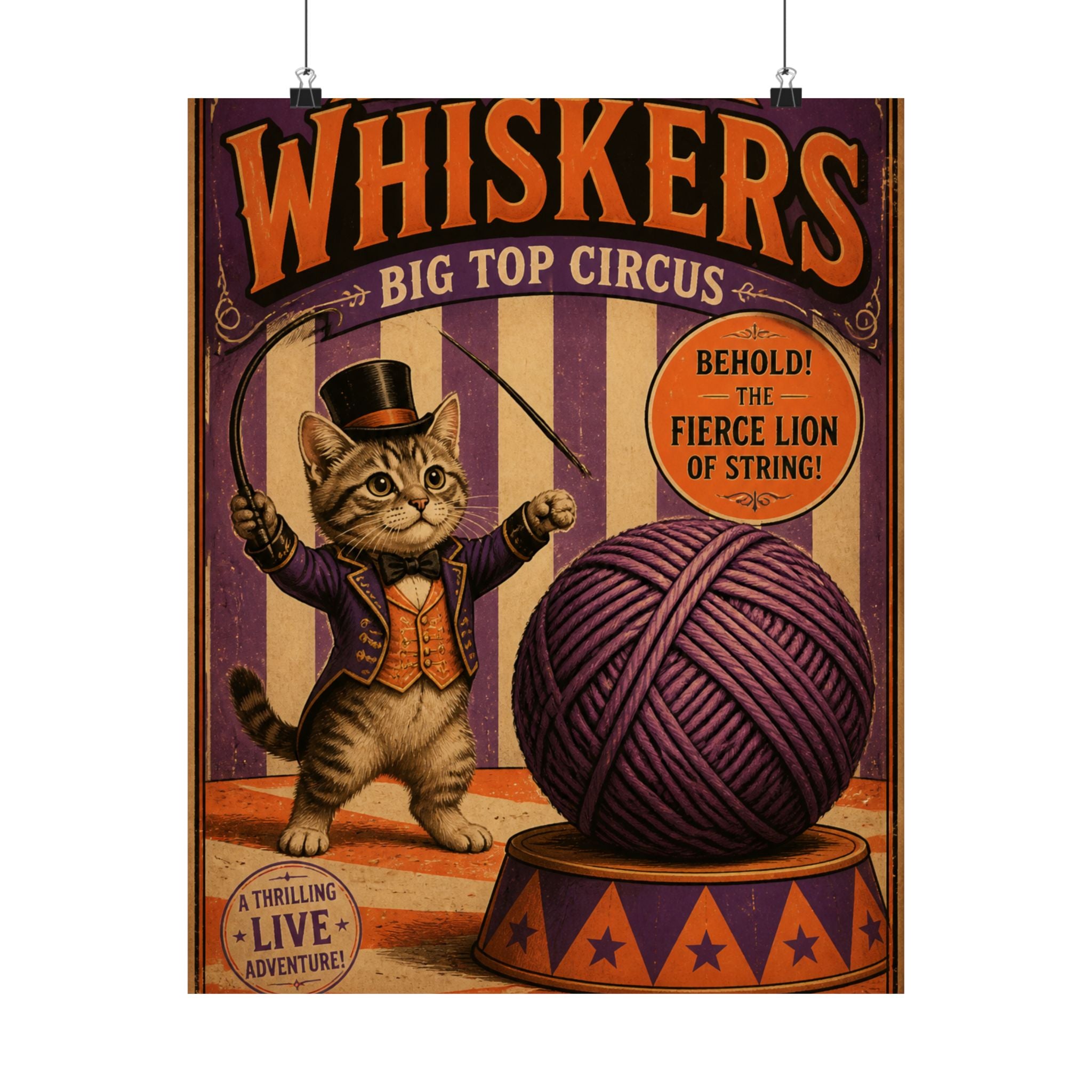 Cat Lion Tamer Wall Art Poster 24×36 Vintage Circus Bedroom Decor Maximalist Print