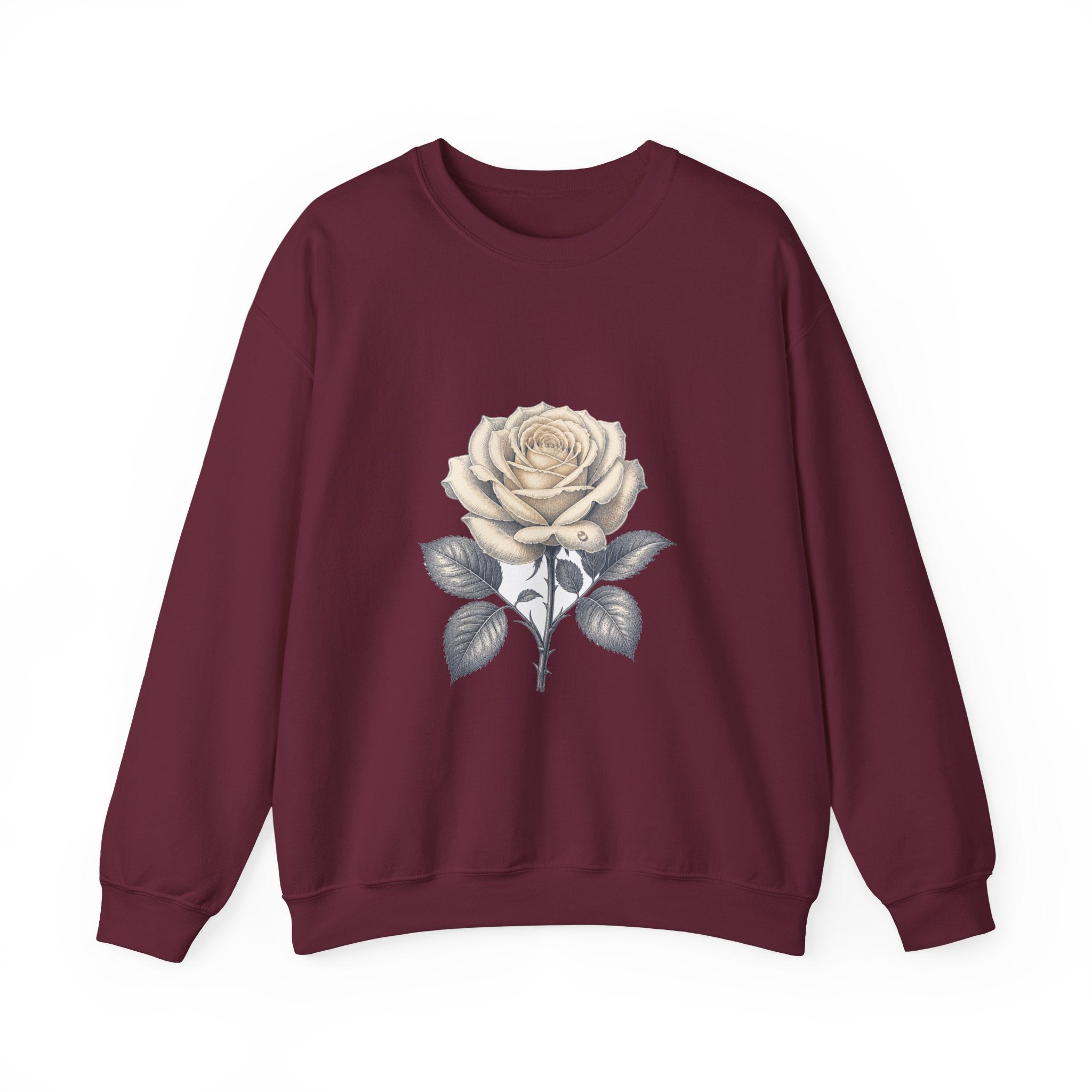 Matching Couple Sweatshirt - Rose & Thorn Matching Couple Crewneck Sweatshirt Vintage Art His Hers Wedding Gift - Design A