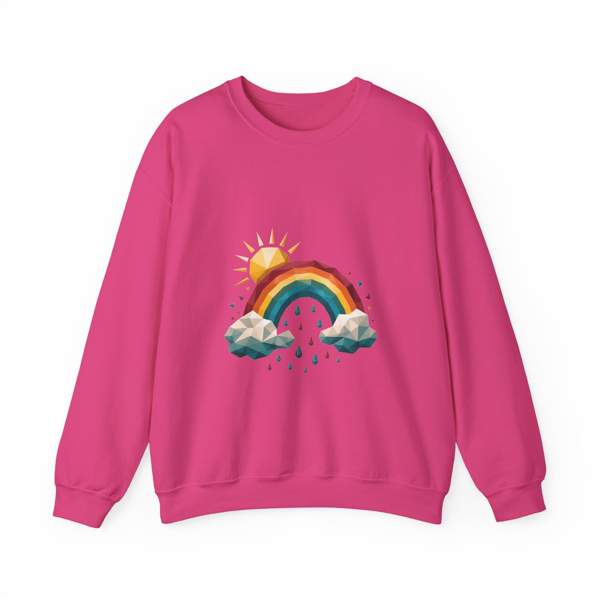 Matching Couple Sweatshirt - Storm & Rainbow Matching Couple Crewneck Sweatshirt Geometric Art His Hers Couple Gift - Design B