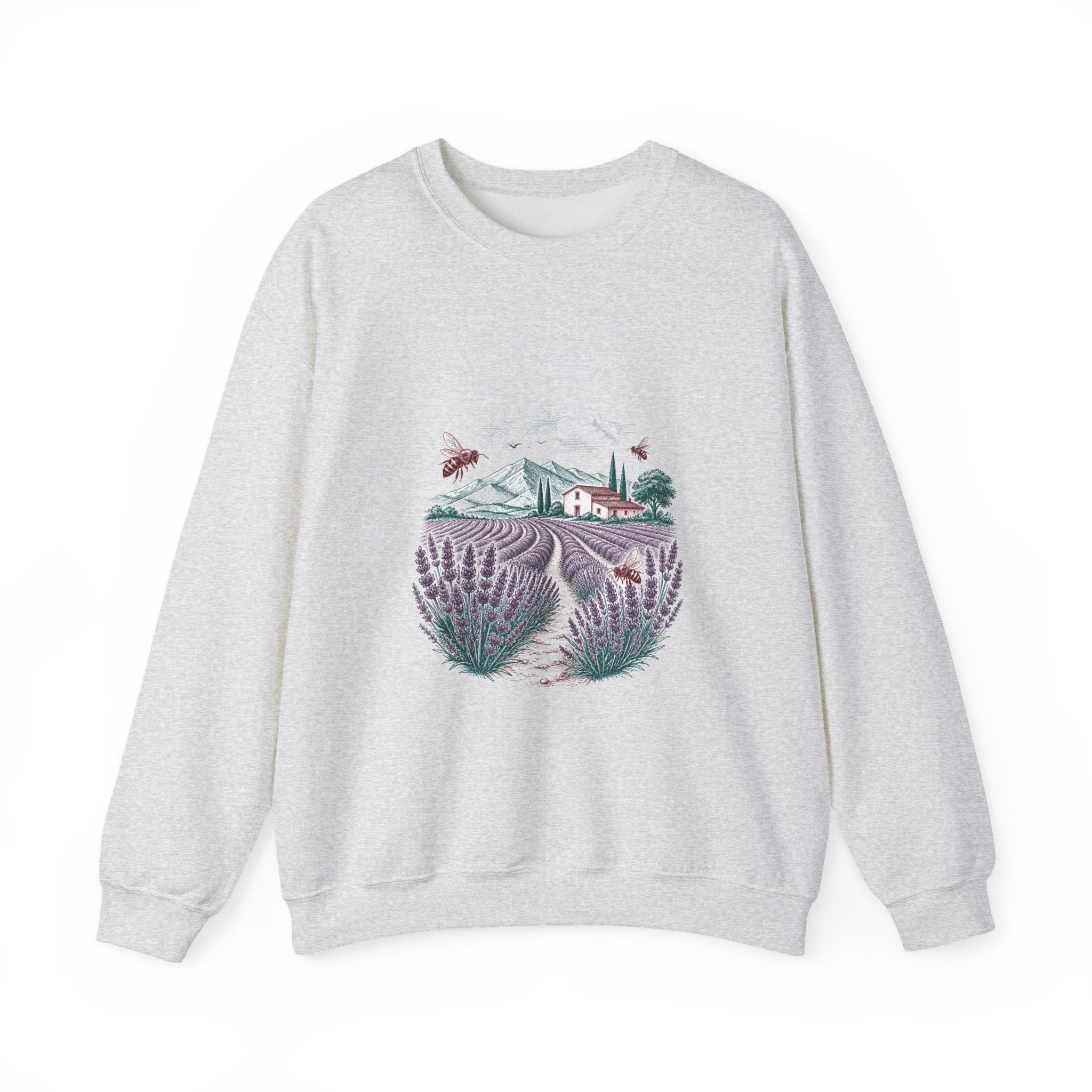 Matching Couple Sweatshirt - Lavender Fields & Canyon Matching Couple Crewneck Sweatshirt Hand-Drawn Art His Hers Best Friend Gift - Design A