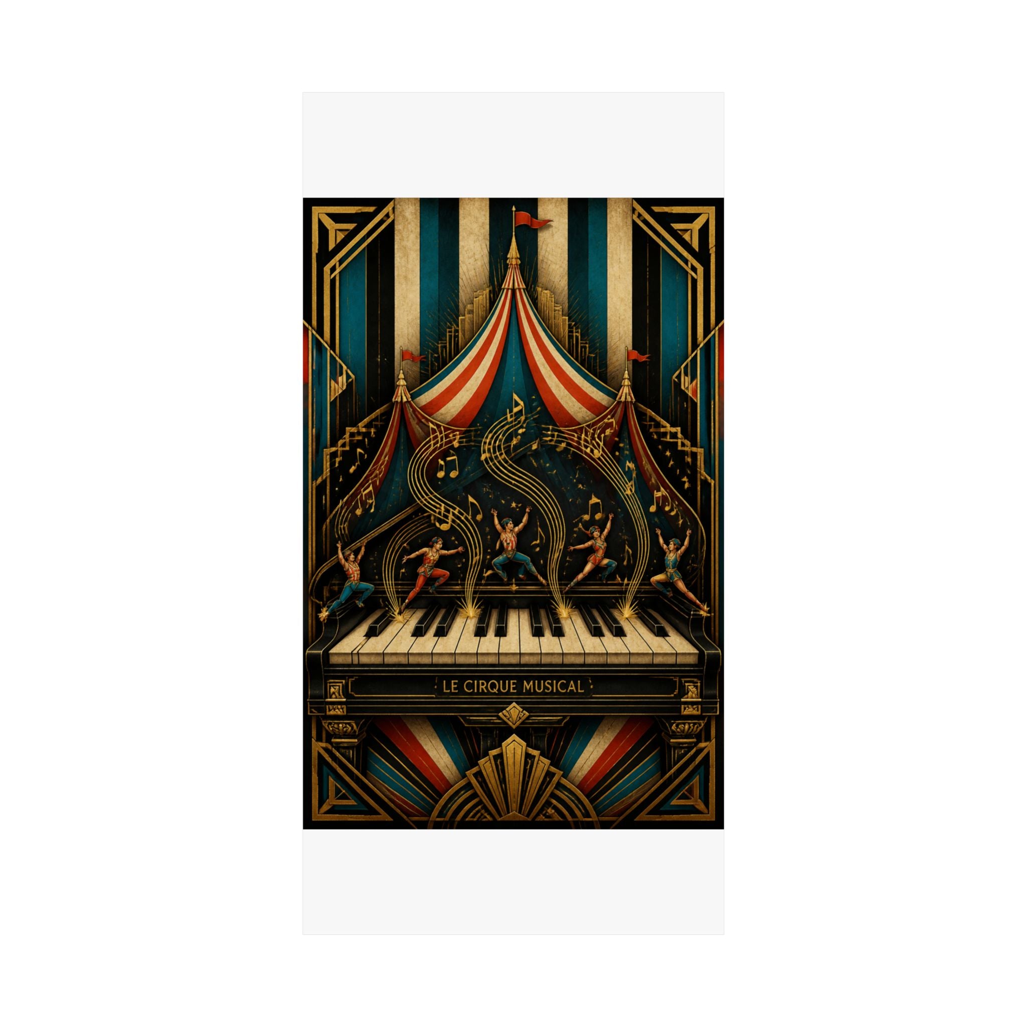 Grand Piano Acrobats Wall Art Poster 24×36 Art Deco Bar Area Decor Maximalist Print