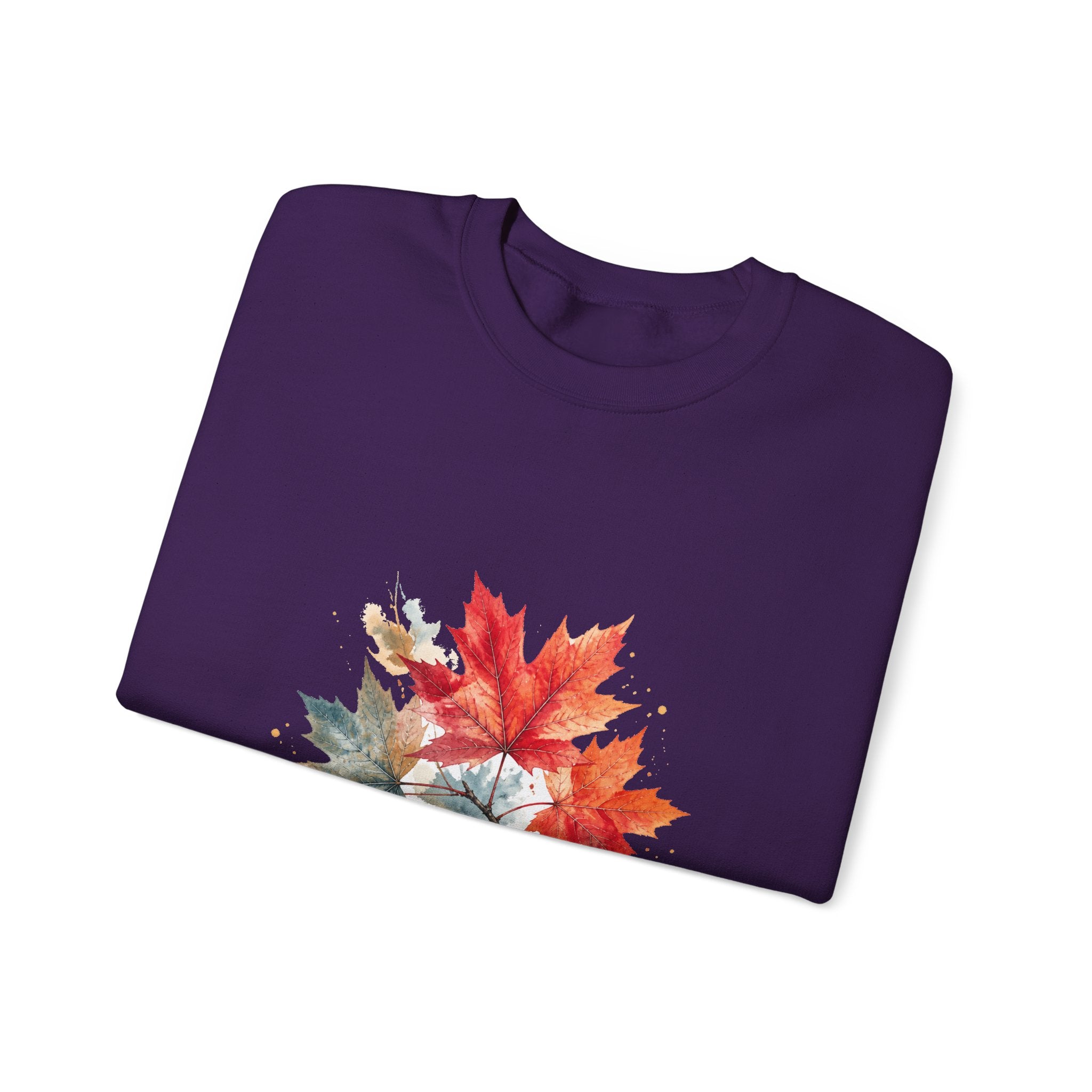 Matching Couple Sweatshirt - Cherry Blossom & Maple Leaf Matching Couple Crewneck Sweatshirt Watercolor Art His Hers Engagement Gift - Design B