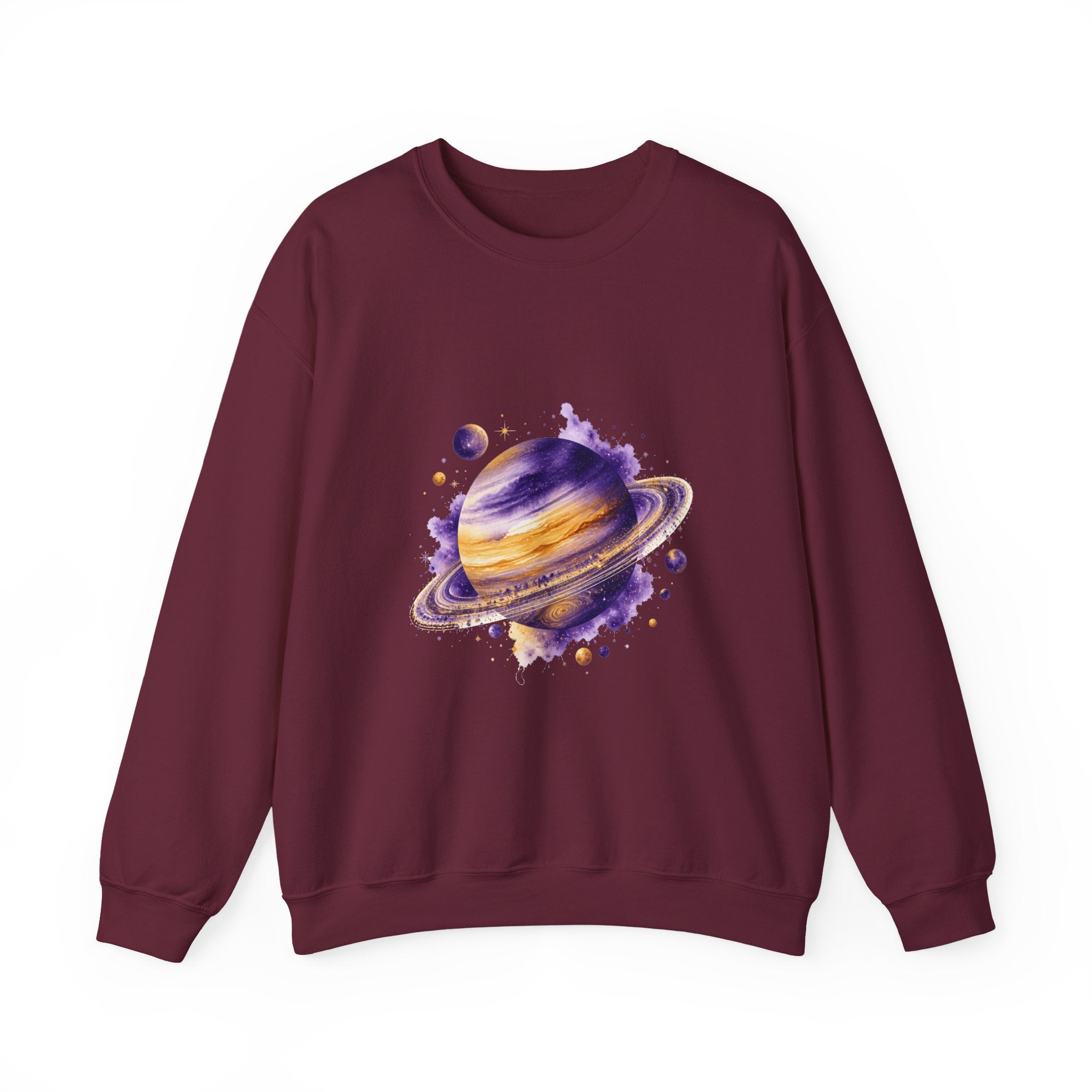 Matching Couple Sweatshirt - Astronaut & Planet Matching Couple Comfort Colors Crew Watercolor Art His Hers Birthday Gift - Design B