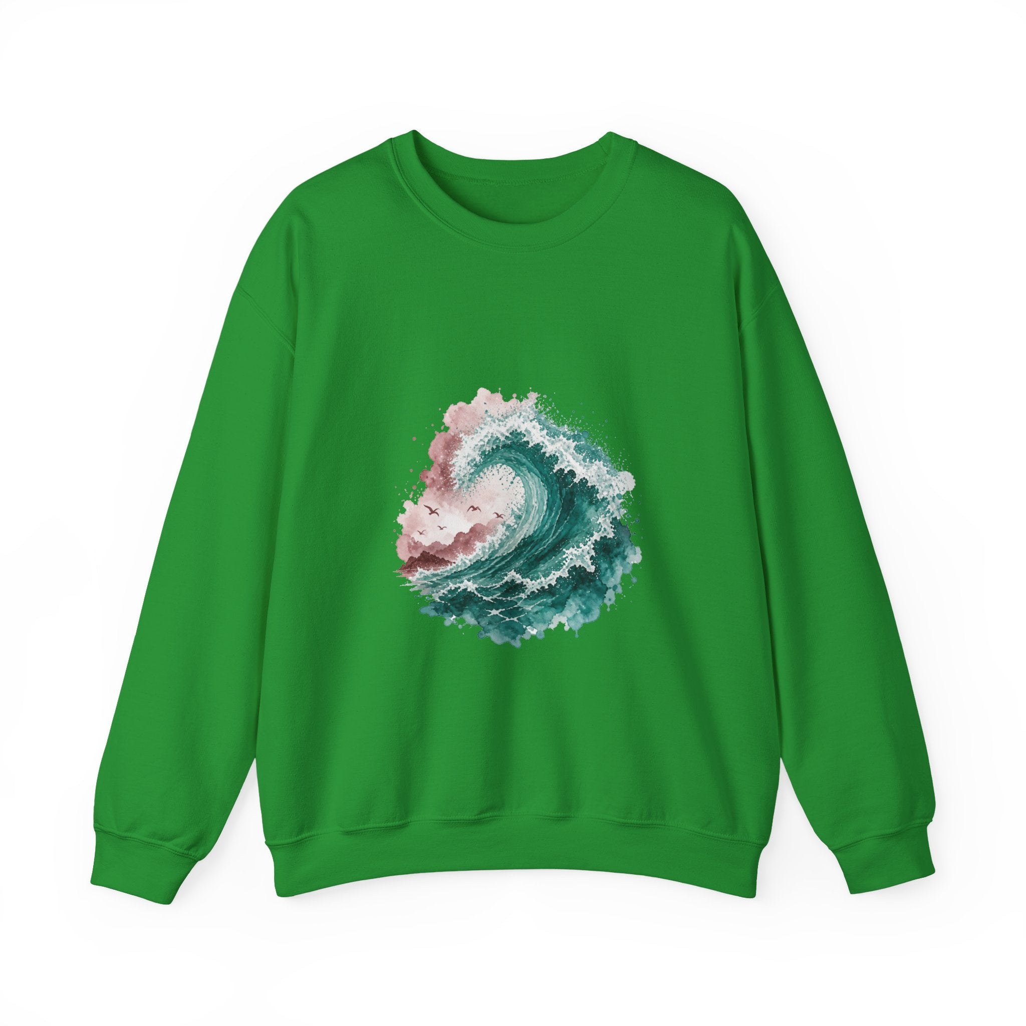 Matching Couple Sweatshirt - Mountain & Ocean Matching Couple Crewneck Sweatshirt Watercolor Art His Hers Engagement Gift - Design B