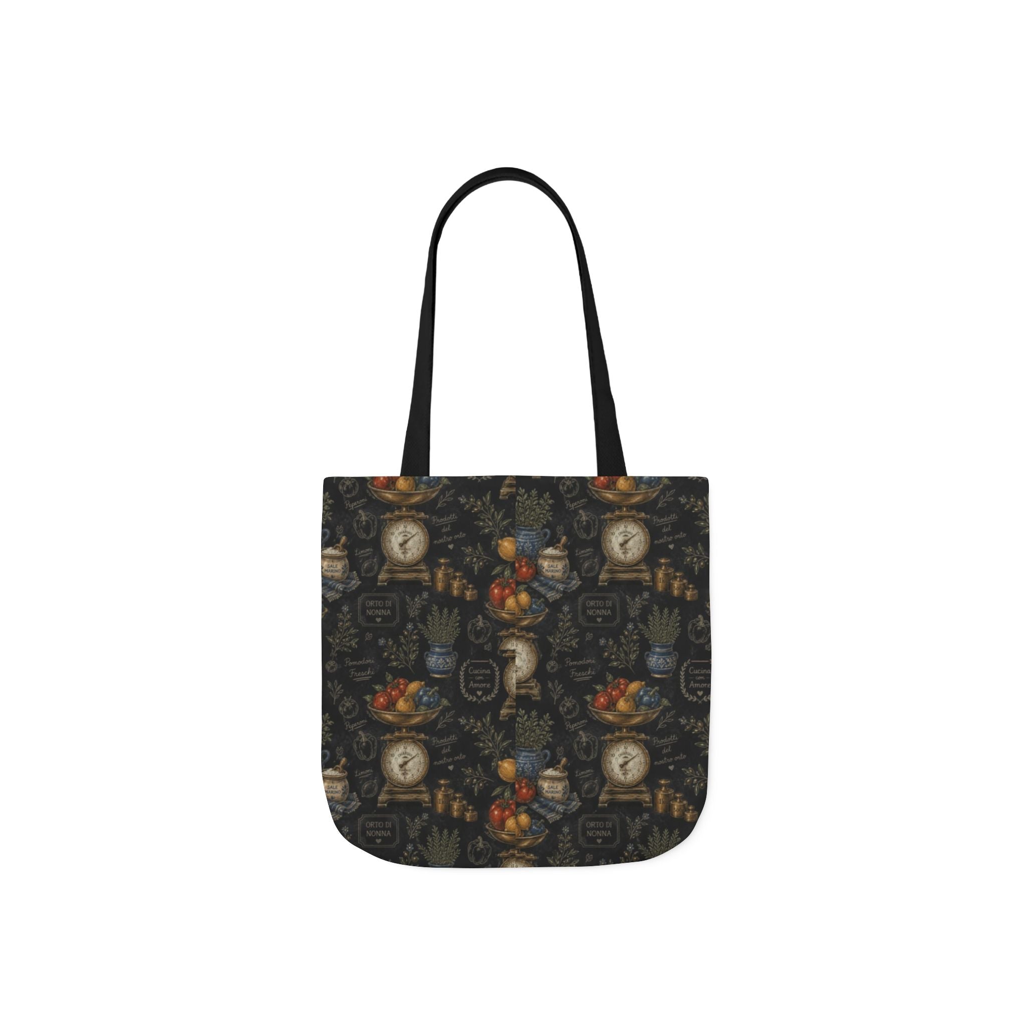 Vintage Kitchen Scale Canvas Tote Bag Mediterranean Kitchen Chalk Art Design Italian Cottagecore Gift