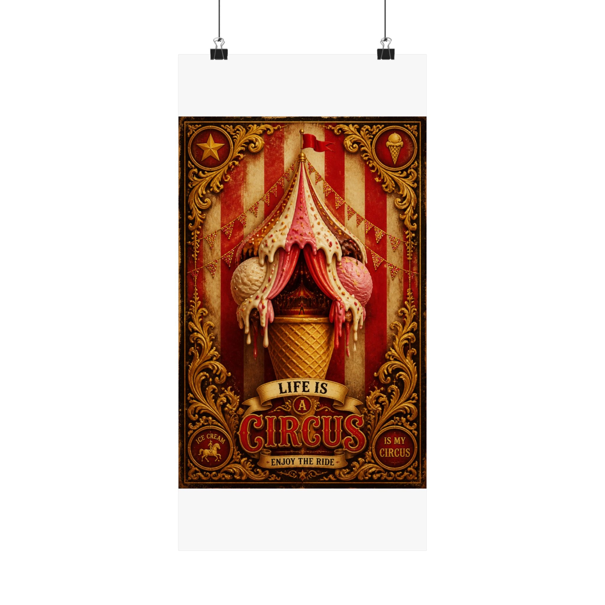 Ice Cream Cone Circus Tent Wall Art Poster 18×24 Baroque Home Office Decor Maximalist Print