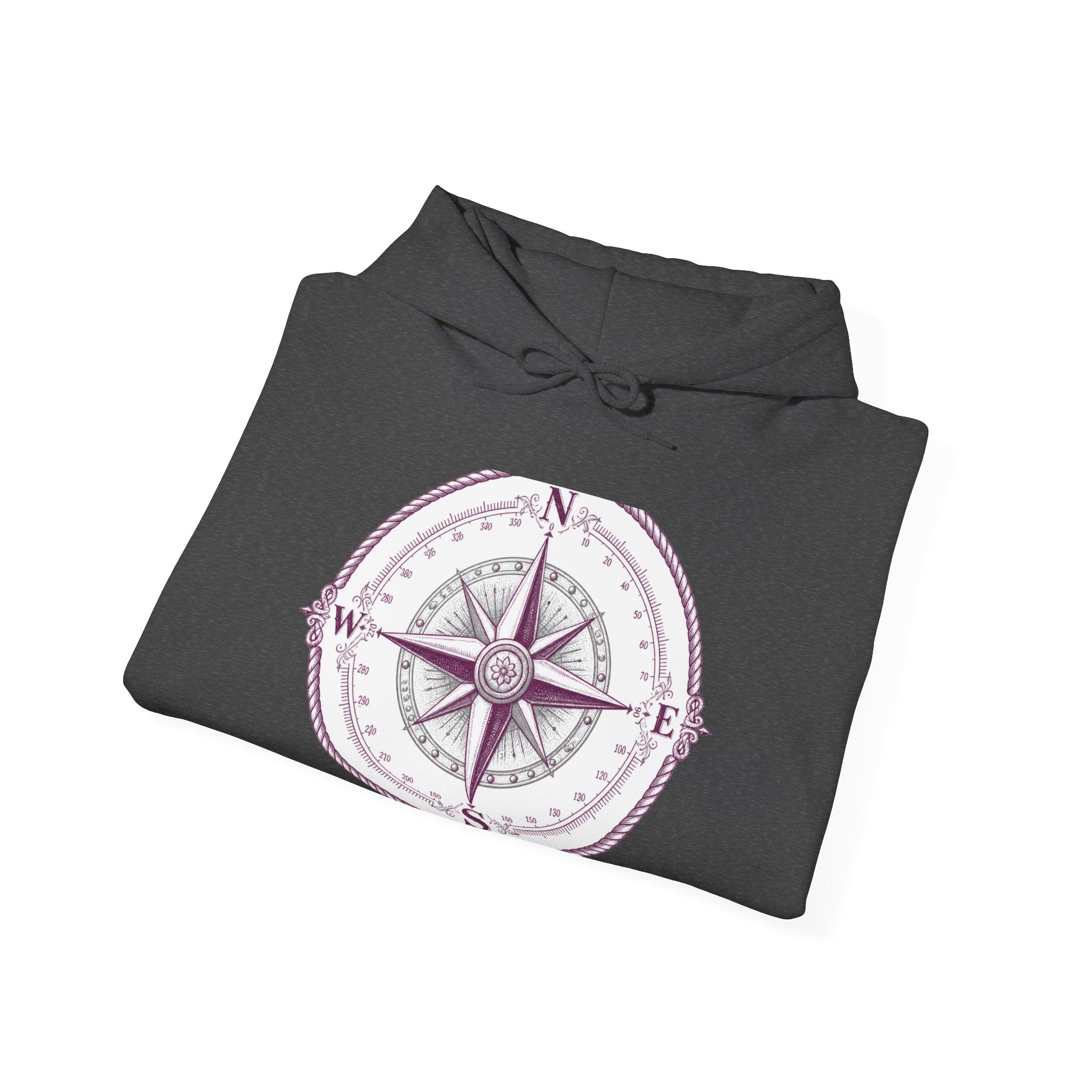 Matching Couple Sweatshirt - Compass North & South Matching Couple Hooded Sweatshirt Hand-Drawn Art His Hers Best Friend Gift - Design A