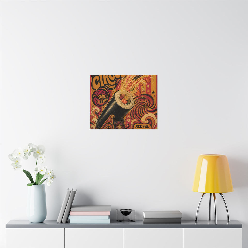 Sushi Roll Cannon Wall Art Canvas 24×36 Psychedelic Dining Room Decor Maximalist Print
