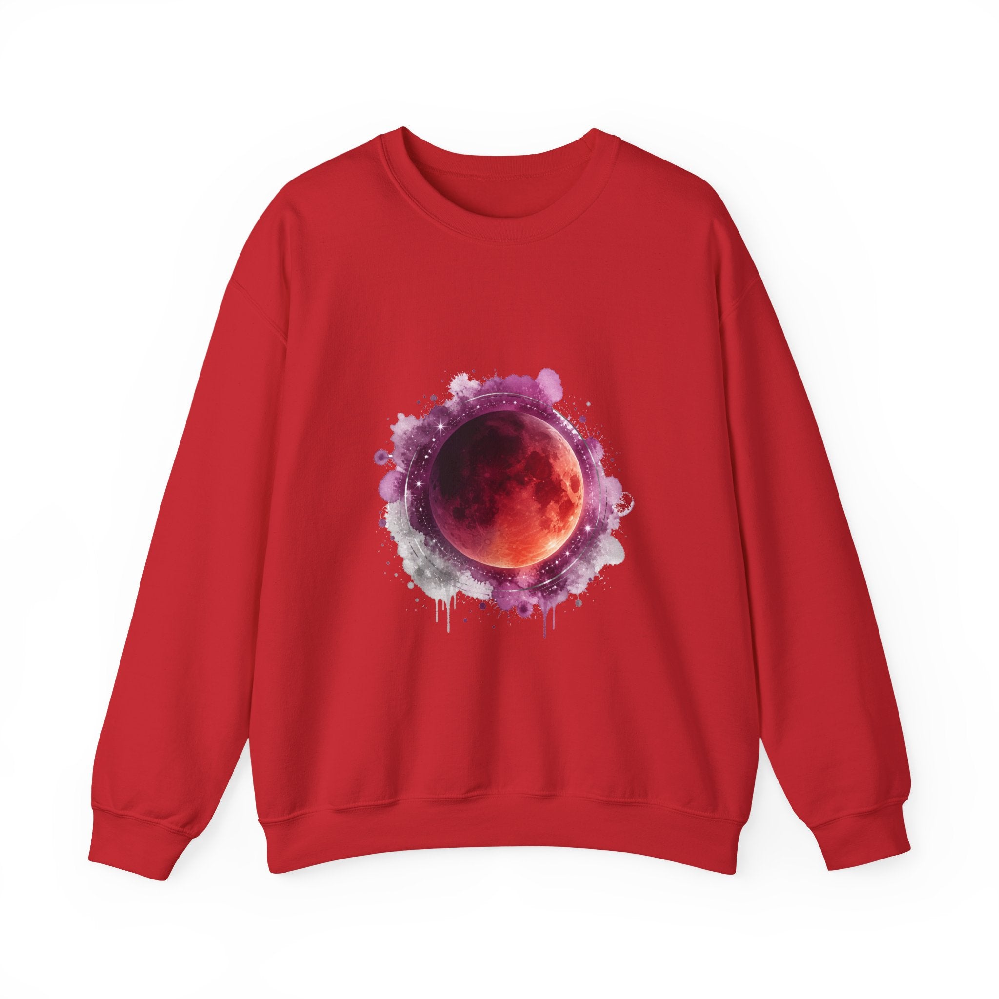 Matching Couple Sweatshirt - Solar & Lunar Eclipse Matching Couple Premium Fleece Sweatshirt Watercolor Art His Hers Birthday Gift - Design B