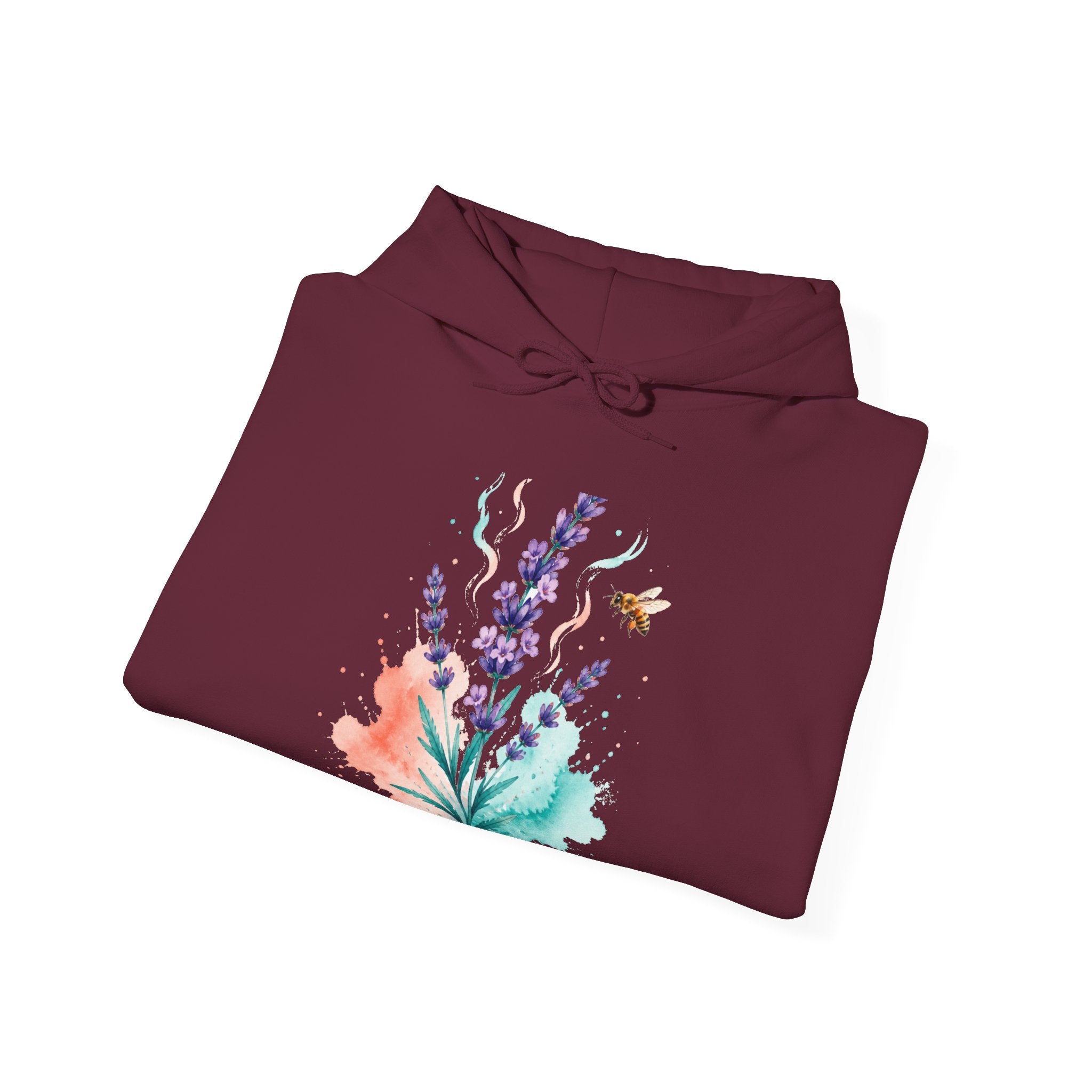 Matching Couple Sweatshirt - Lavender & Thistle Matching Couple Hooded Sweatshirt Watercolor Art His Hers Engagement Gift - Design A