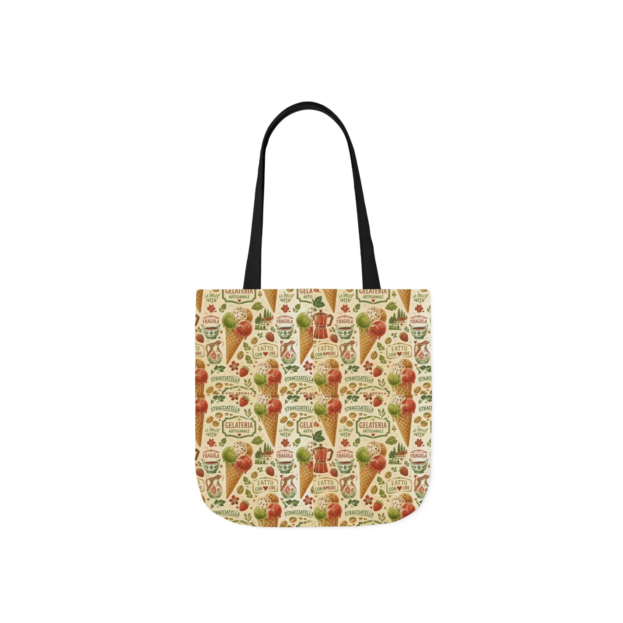 Gelato Scoops Canvas Tote Bag Mediterranean Kitchen Linocut Design Italian Cottagecore Gift