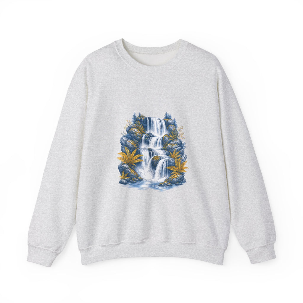 Matching Couple Sweatshirt - Wildfire & Waterfall Matching Couple Comfort Colors Crew Hand-Drawn Art His Hers Anniversary Gift - Design B