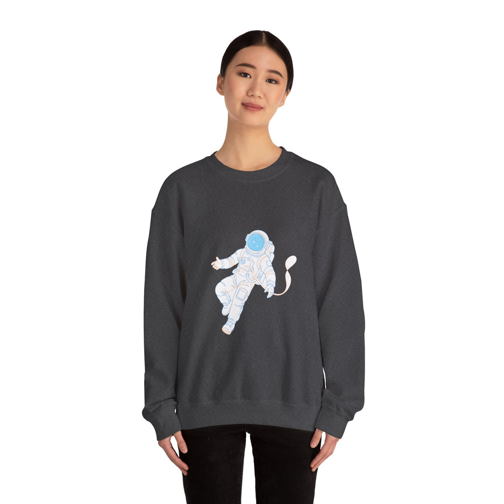 Matching Couple Sweatshirt - Astronaut & Planet Matching Couple Premium Fleece Sweatshirt Minimalist Art His Hers Christmas Gift - Design A
