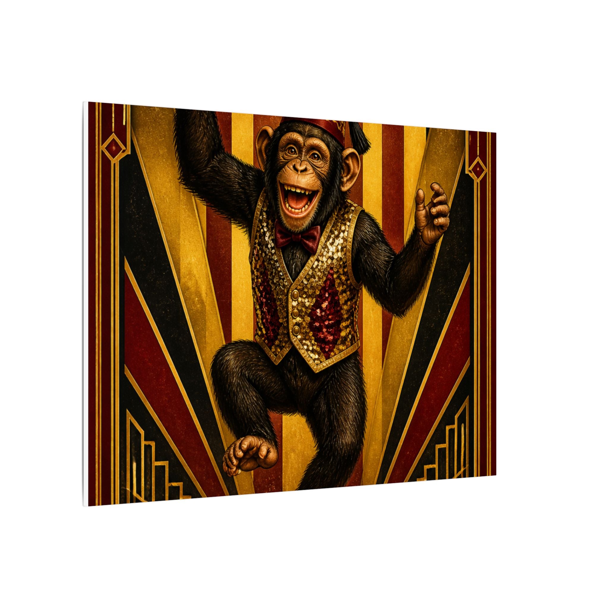 Dancing Monkey Wall Art Canvas 24×36 Art Deco Bar Area Decor Maximalist Print