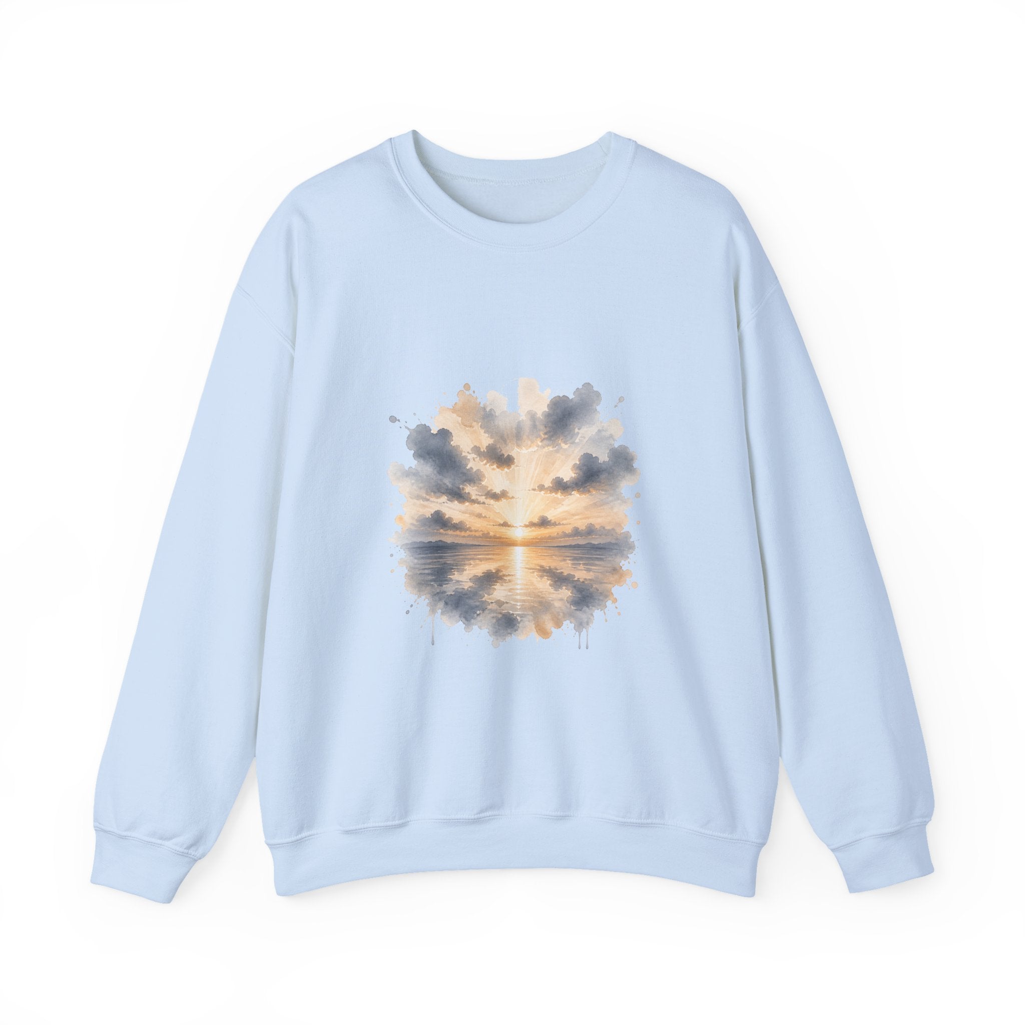 Matching Couple Sweatshirt - Sunrise & Sunset Matching Couple Premium Fleece Sweatshirt Watercolor Art His Hers Birthday Gift - Design A