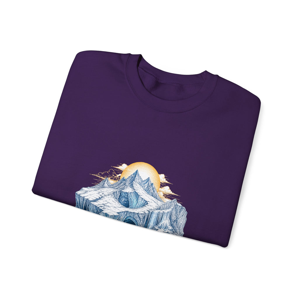 Matching Couple Sweatshirt - Volcano & Glacier Matching Couple Crewneck Sweatshirt Hand-Drawn Art His Hers Best Friend Gift - Design B