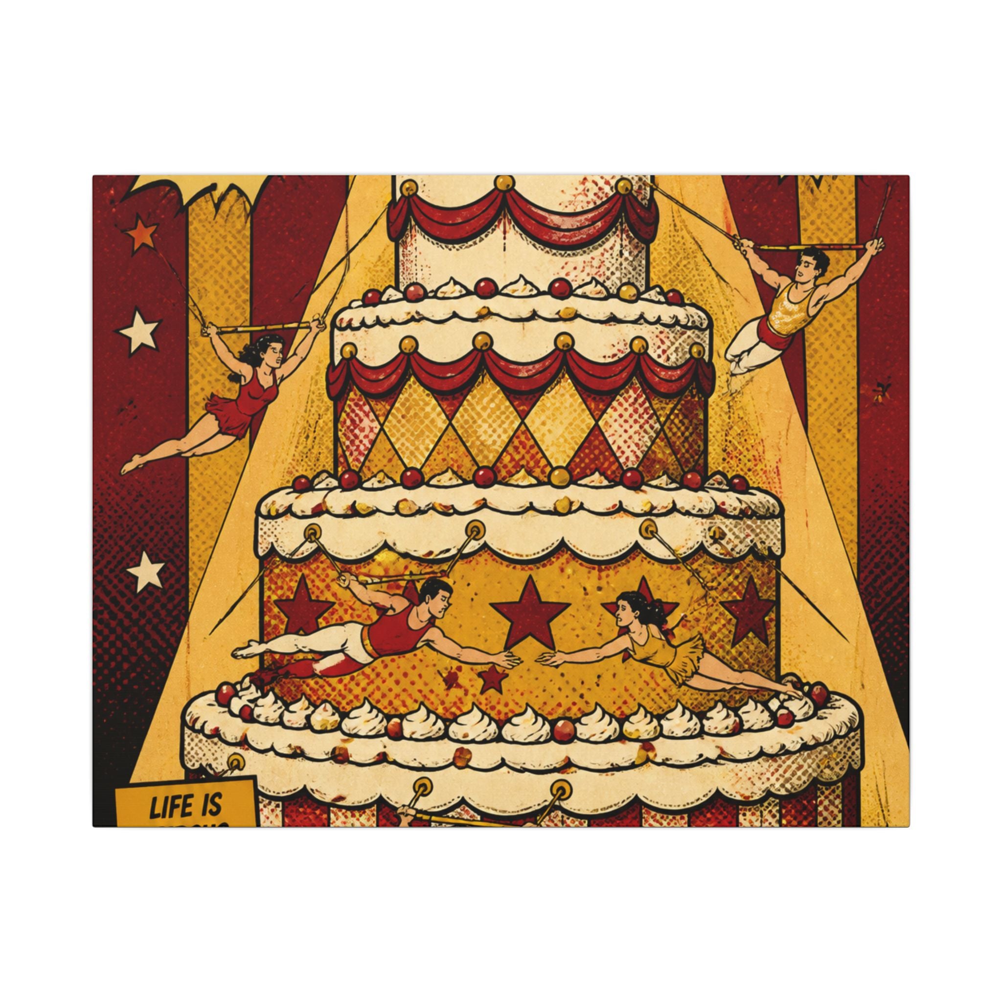 Birthday Cake Trapeze Wall Art Canvas 16×20 Pop Art Living Room Decor Maximalist Print