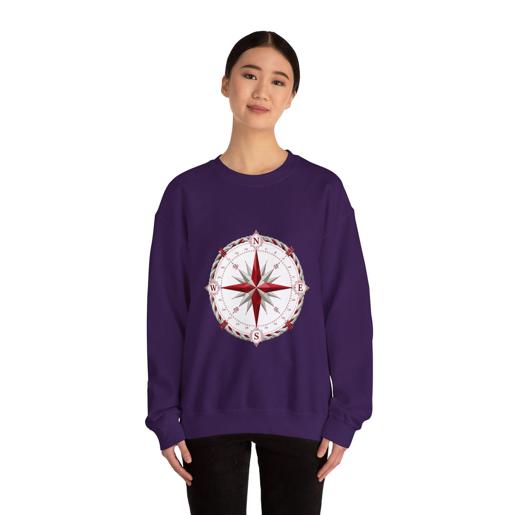 Matching Couple Sweatshirt - Compass North & South Matching Couple Crewneck Sweatshirt Geometric Art His Hers Couple Gift - Design A