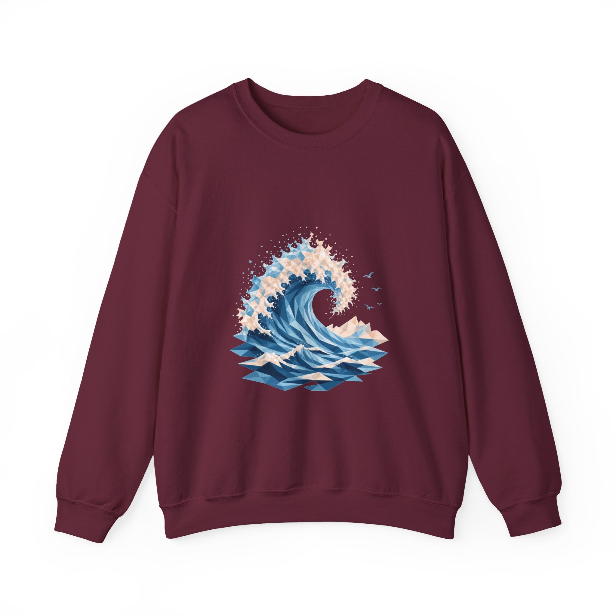 Matching Couple Sweatshirt - Mountain & Ocean Matching Couple Comfort Colors Crew Geometric Art His Hers Love Gift - Design B