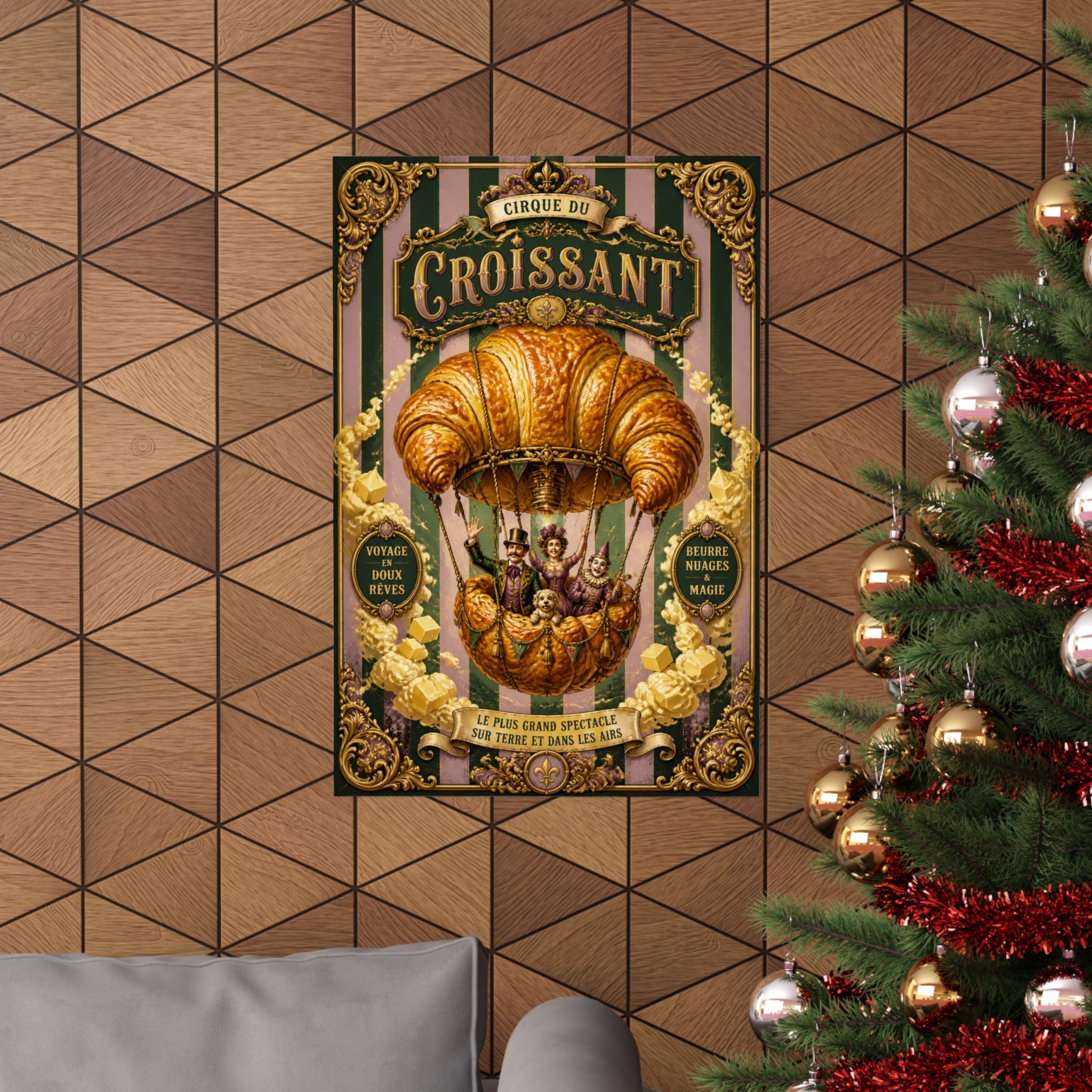 Croissant Hot Air Balloon Wall Art Poster 24×36 Baroque Studio Decor Maximalist Print