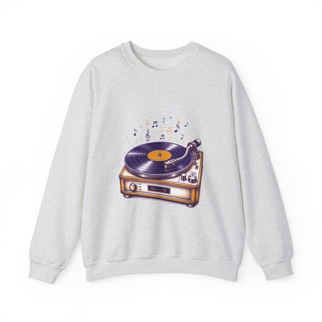 Matching Couple Sweatshirt - Vinyl & Cassette Matching Couple Premium Fleece Sweatshirt Hand-Drawn Art His Hers Anniversary Gift - Design A
