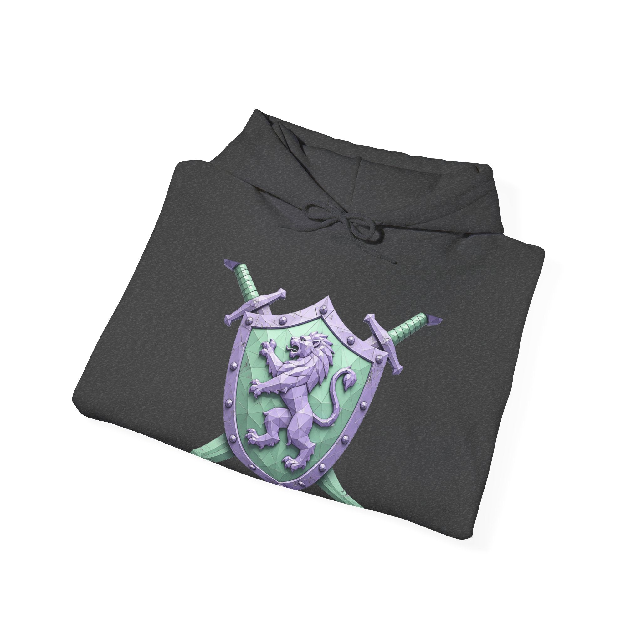 Matching Couple Sweatshirt - Crown & Shield Matching Couple Hooded Sweatshirt Geometric Art His Hers Couple Gift - Design B