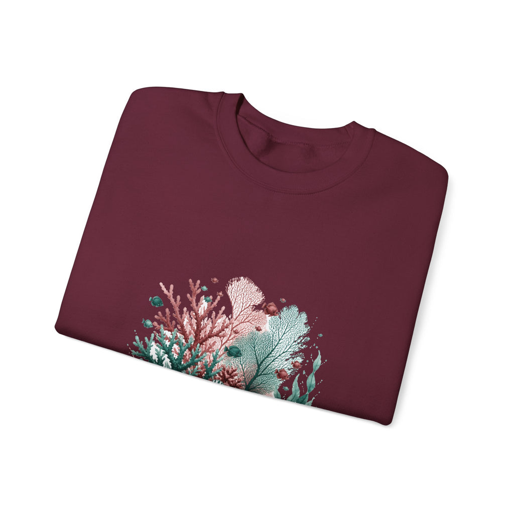 Matching Couple Sweatshirt - Coral Reef & Deep Sea Matching Couple Premium Fleece Sweatshirt Watercolor Art His Hers Birthday Gift - Design A