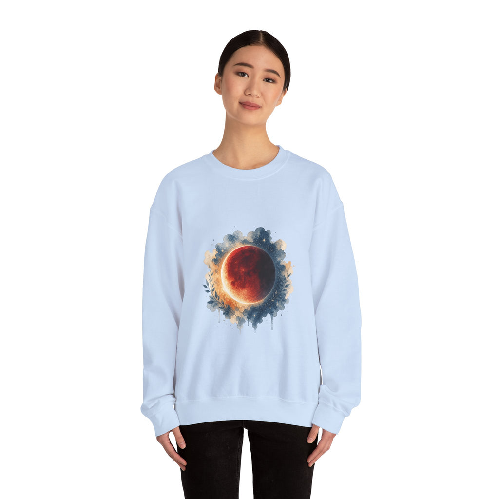 Matching Couple Sweatshirt - Solar & Lunar Eclipse Matching Couple Comfort Colors Crew Watercolor Art His Hers Birthday Gift - Design B