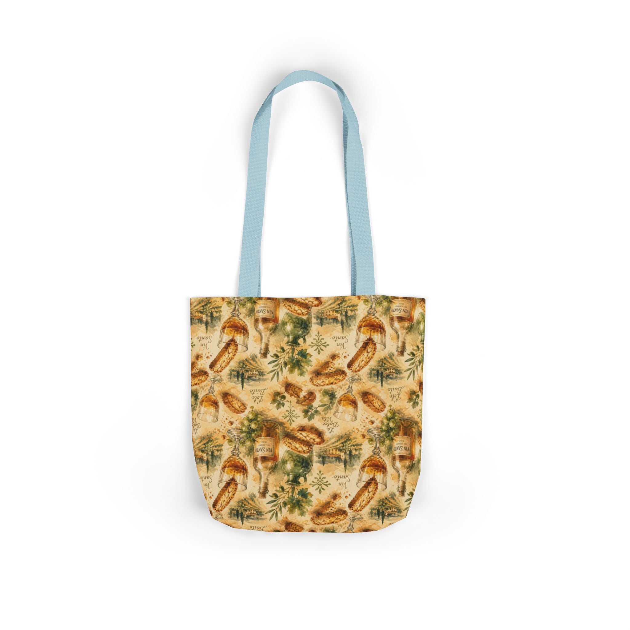 Biscotti & Vin Santo Canvas Tote Bag Mediterranean Kitchen Watercolor Splash Design Italian Cottagecore Gift