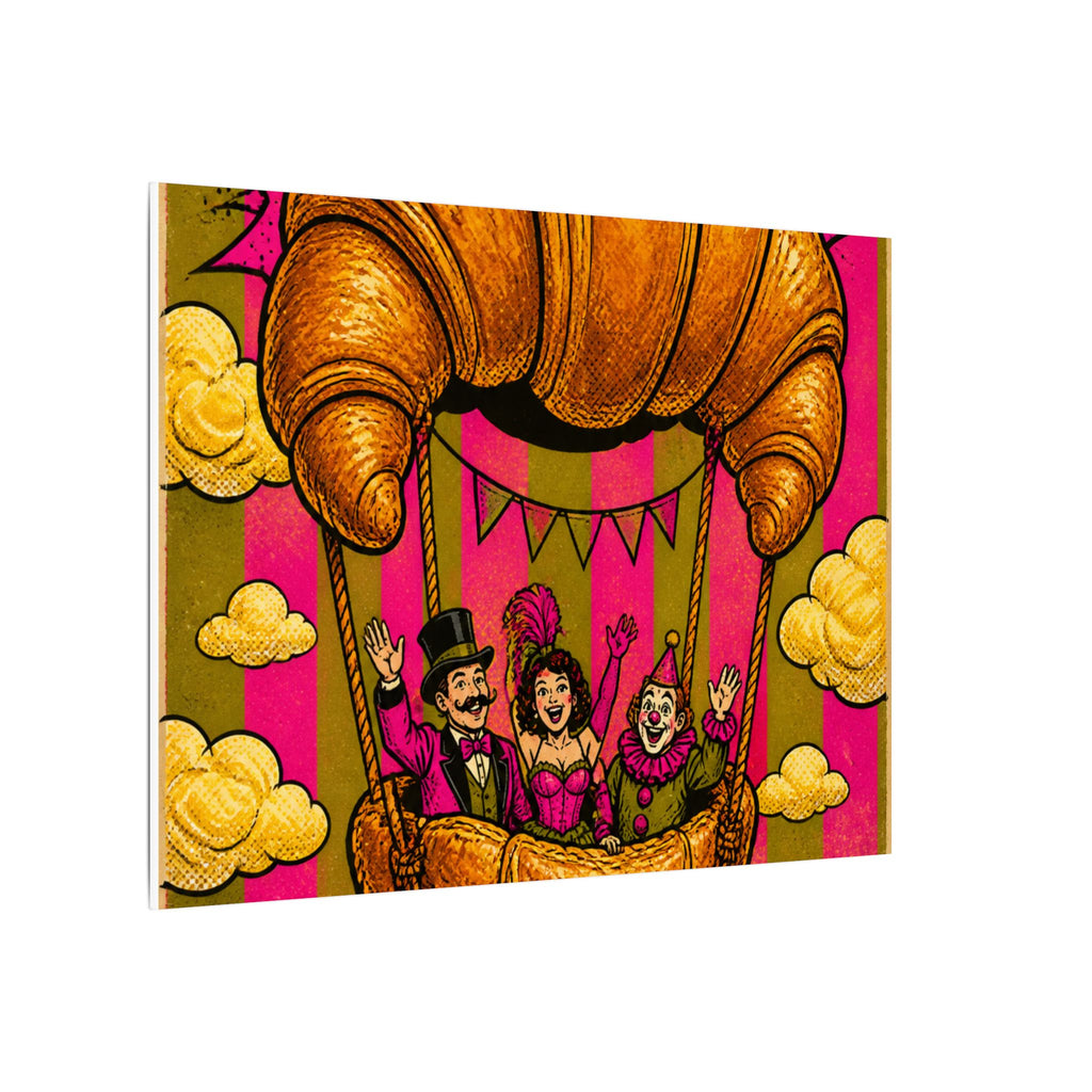 Croissant Hot Air Balloon Wall Art Canvas 24×36 Pop Art Restaurant Decor Maximalist Print