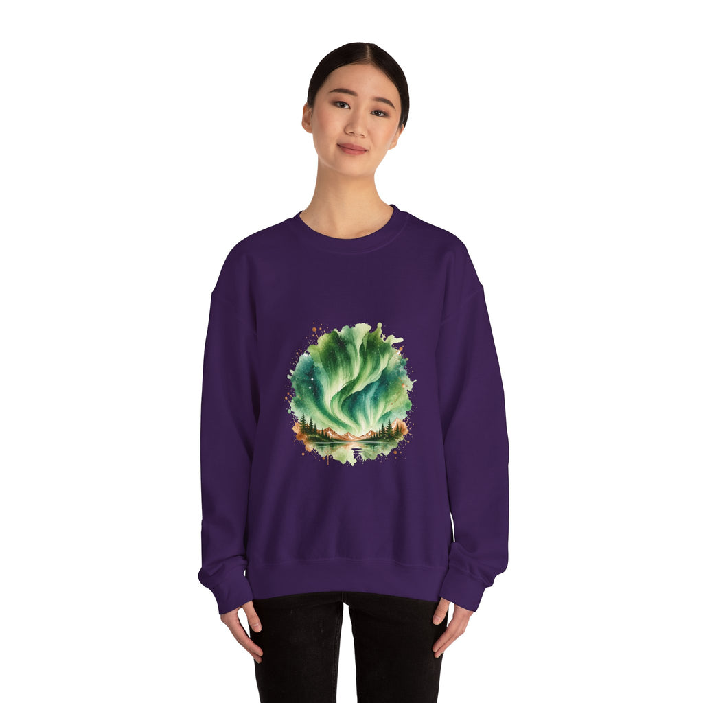 Matching Couple Sweatshirt - Aurora & Southern Cross Matching Couple Premium Fleece Sweatshirt Watercolor Art His Hers Birthday Gift - Design A