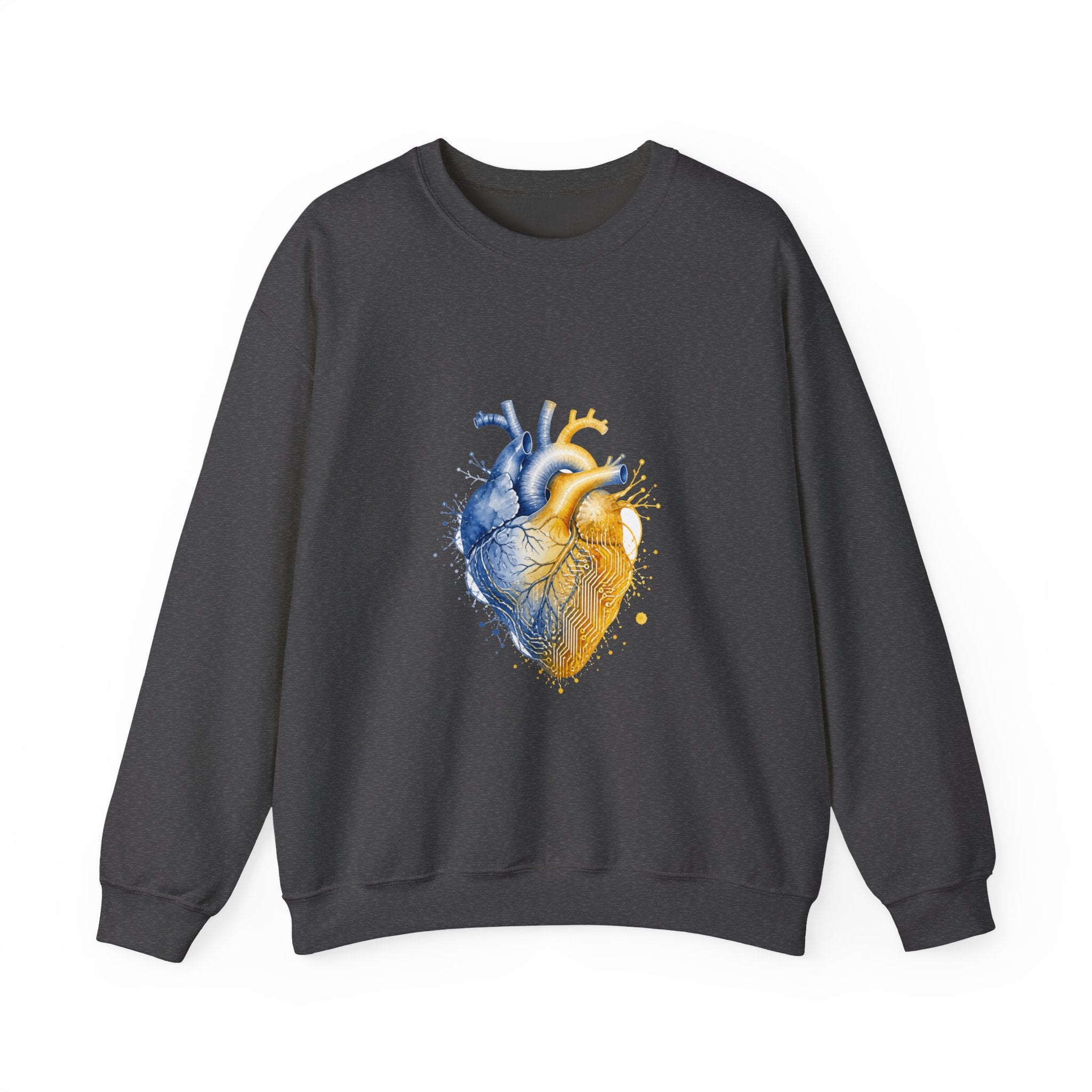 Matching Couple Sweatshirt - Robot & Heart Matching Couple Crewneck Sweatshirt Watercolor Art His Hers Engagement Gift - Design B