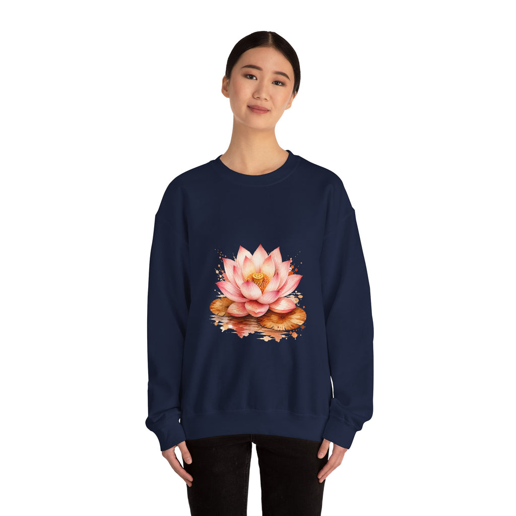 Matching Couple Sweatshirt - Open & Closed Lotus Matching Couple Comfort Colors Crew Watercolor Art His Hers Birthday Gift - Design A