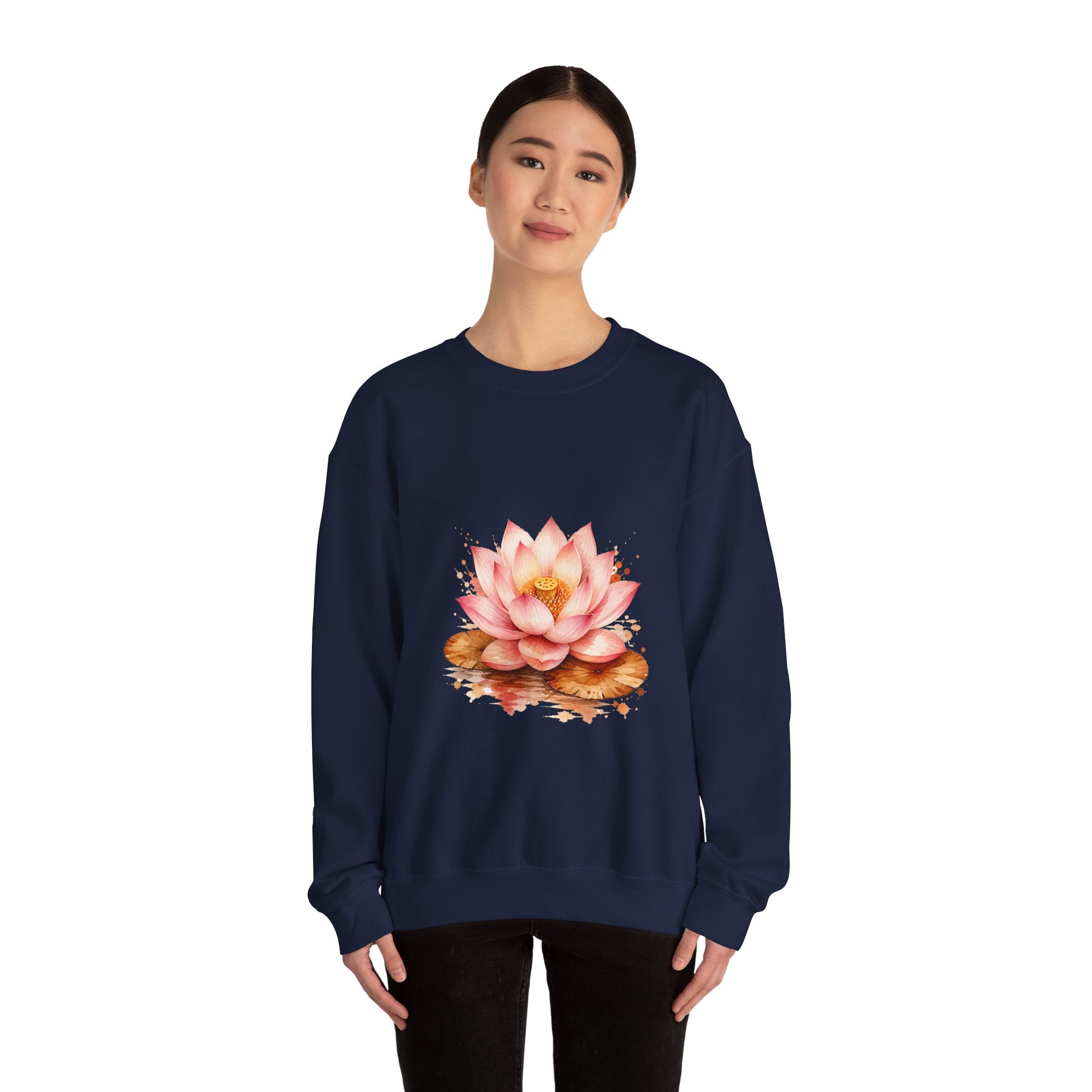 Matching Couple Sweatshirt - Open & Closed Lotus Matching Couple Comfort Colors Crew Watercolor Art His Hers Birthday Gift - Design A
