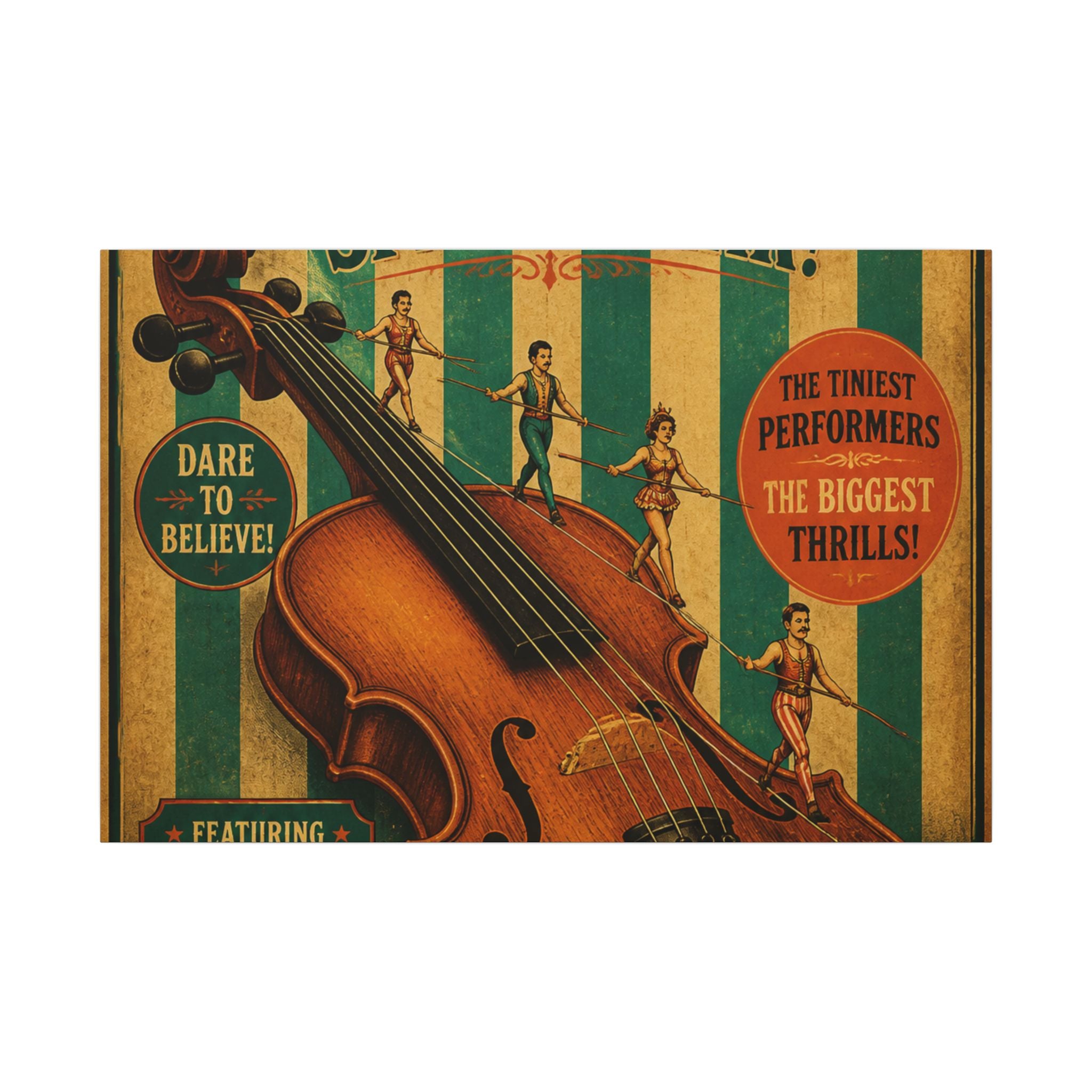 Violin Tightrope Bridge Wall Art Canvas 24×36 Vintage Circus Bedroom Decor Maximalist Print