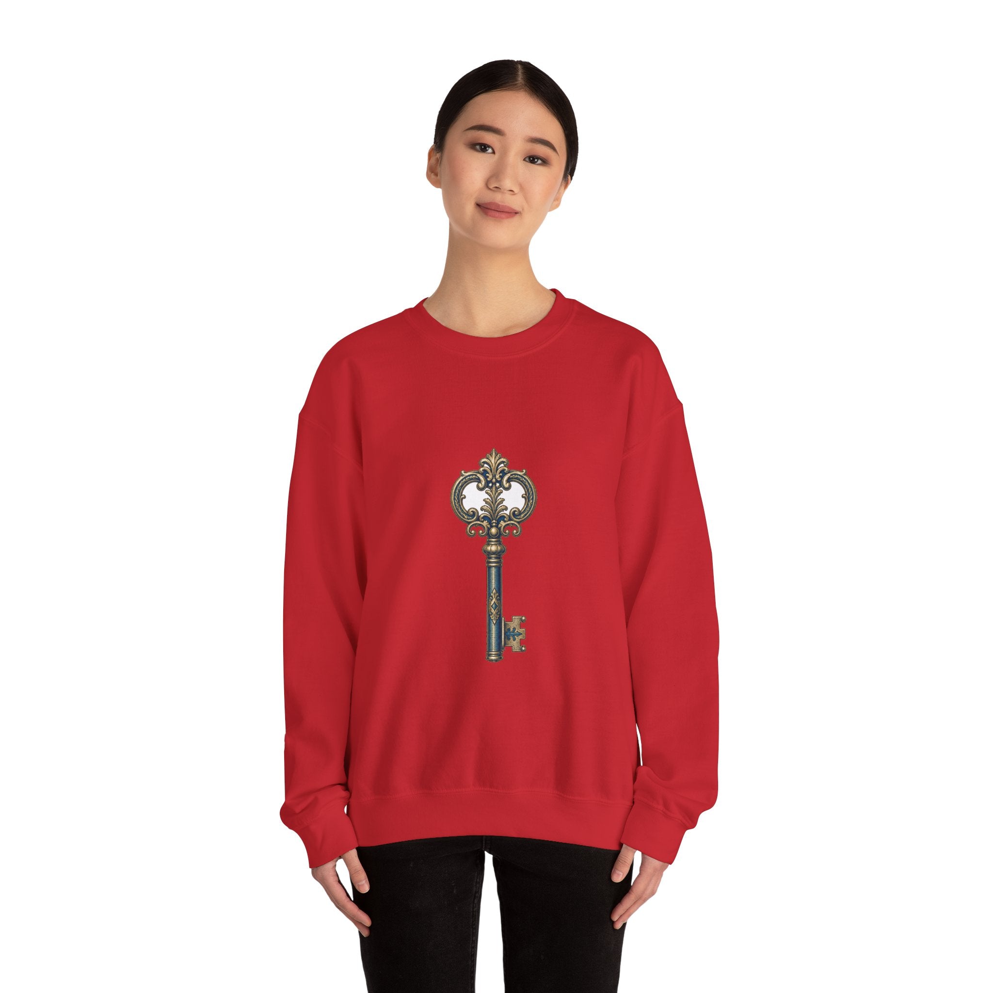 Matching Couple Sweatshirt - Key & Lock Matching Couple Crewneck Sweatshirt Vintage Art His Hers Wedding Gift - Design A