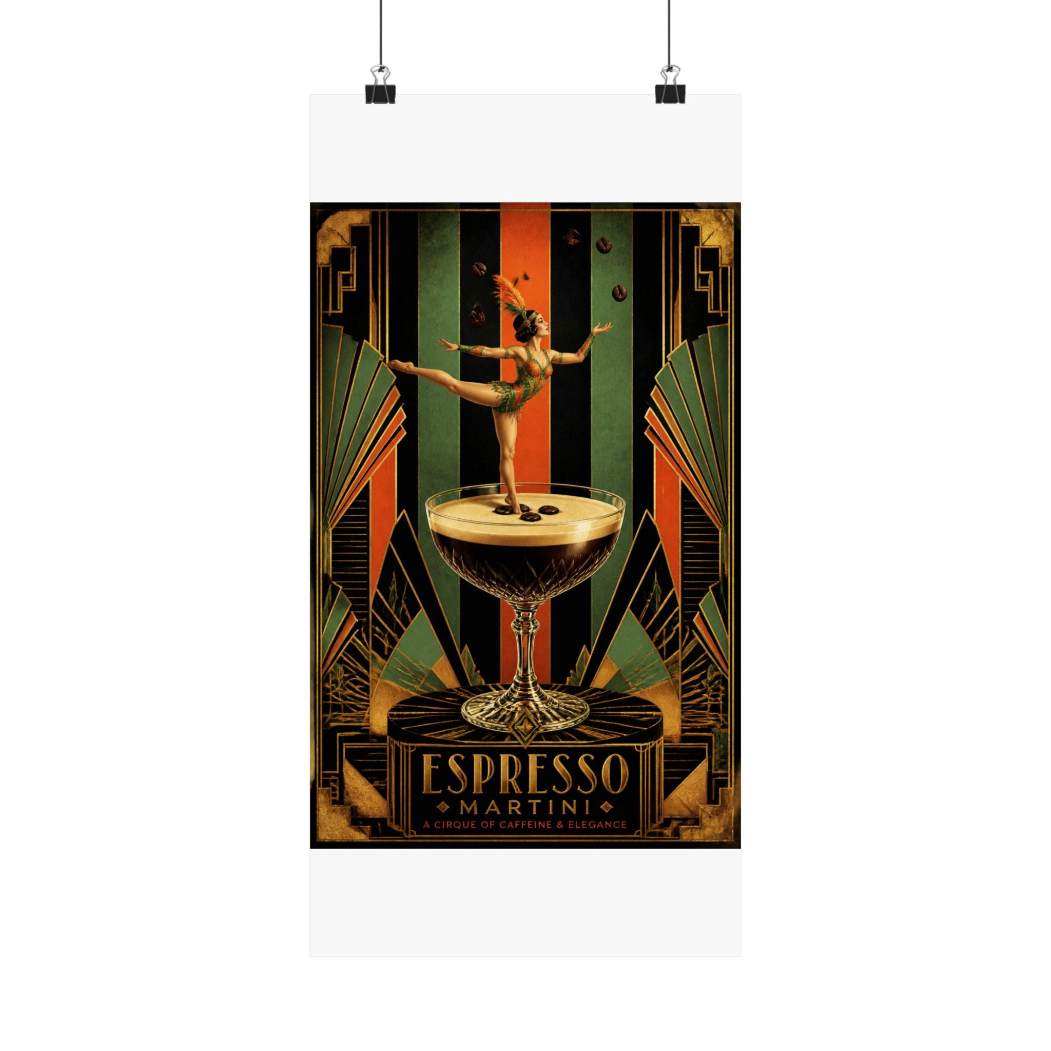 Espresso Martini Acrobat Wall Art Poster 24×36 Art Deco Bar Area Decor Maximalist Print