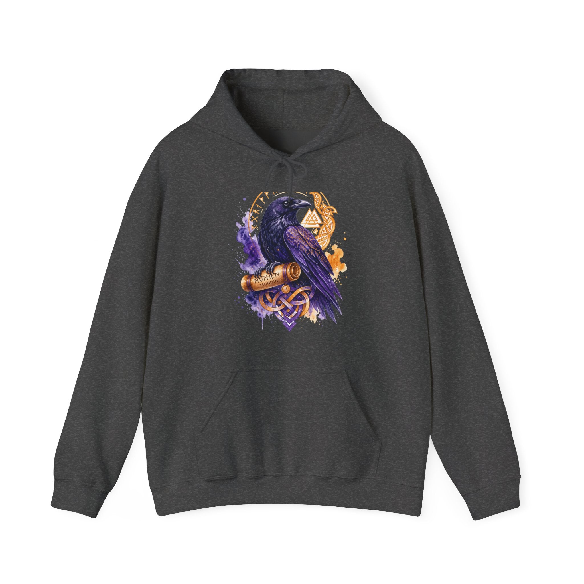 Matching Couple Sweatshirt - Huginn & Muninn Matching Couple Hooded Sweatshirt Watercolor Art His Hers Engagement Gift - Design B