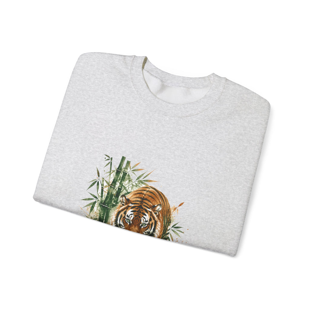 Matching Couple Sweatshirt - Tiger & Crane Matching Couple Premium Fleece Sweatshirt Watercolor Art His Hers Birthday Gift - Design A