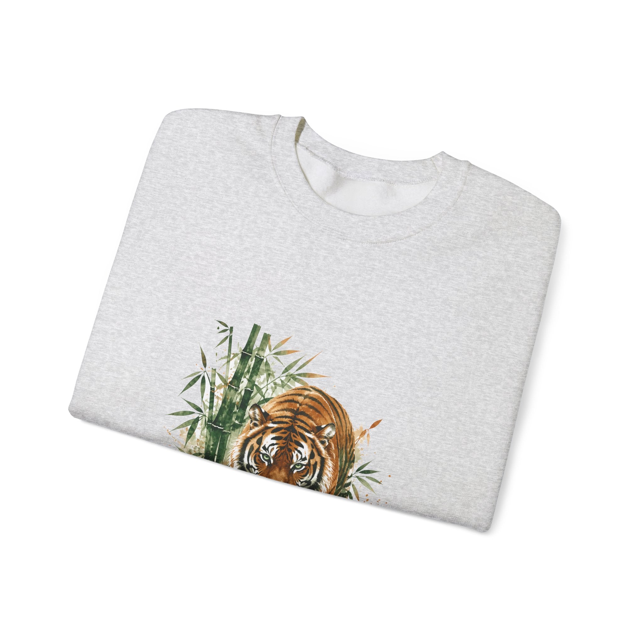 Matching Couple Sweatshirt - Tiger & Crane Matching Couple Premium Fleece Sweatshirt Watercolor Art His Hers Birthday Gift - Design A