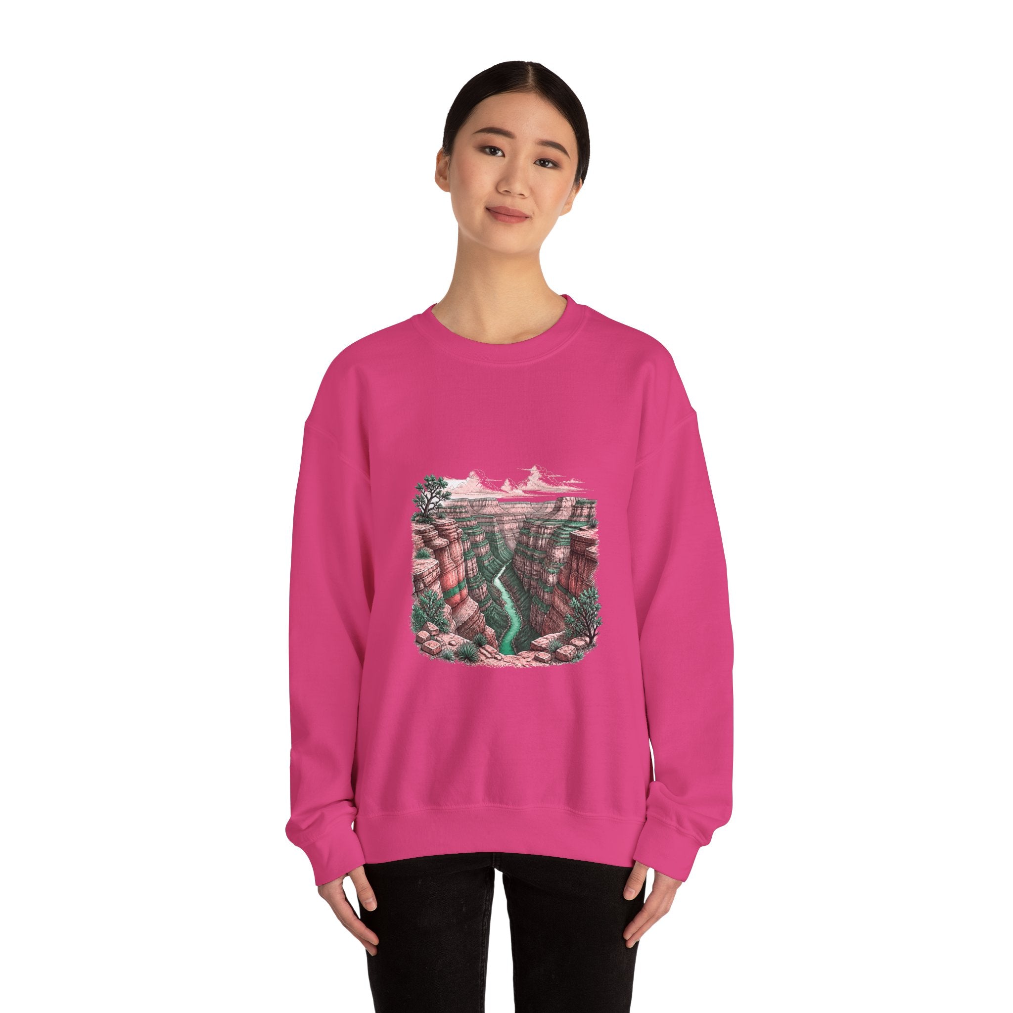 Matching Couple Sweatshirt - Lavender Fields & Canyon Matching Couple Comfort Colors Crew Hand-Drawn Art His Hers Anniversary Gift - Design B