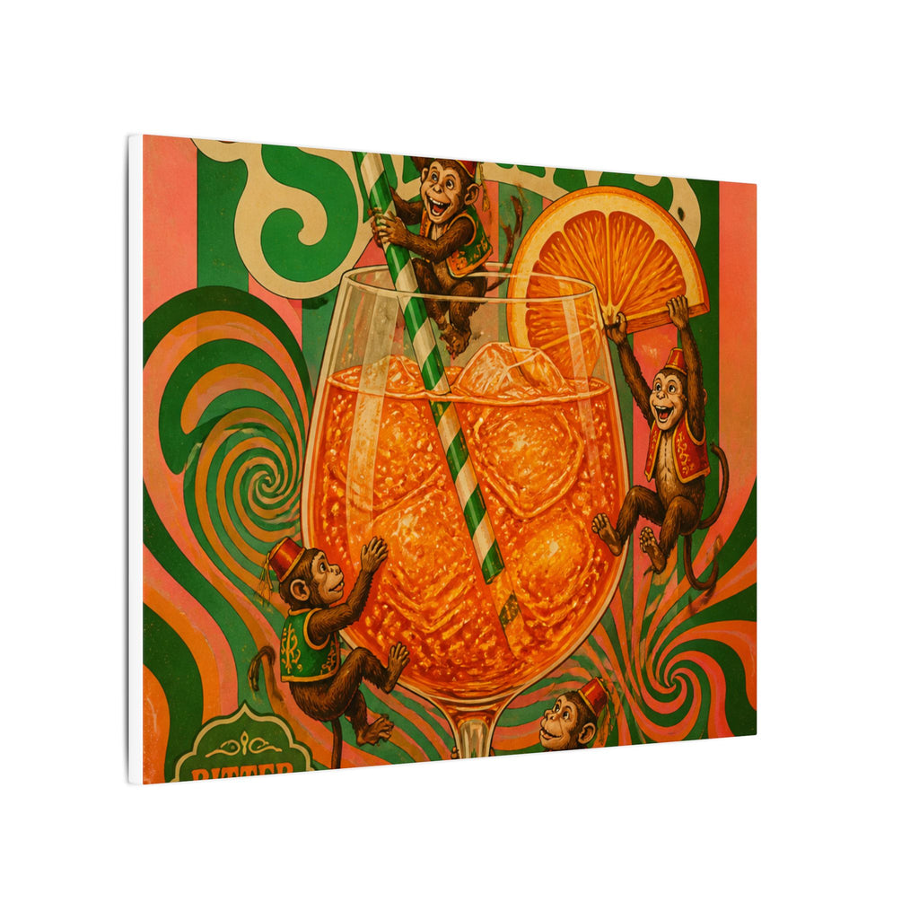 Aperol Spritz Monkeys Wall Art Canvas 16×20 Psychedelic Cafe Decor Maximalist Print