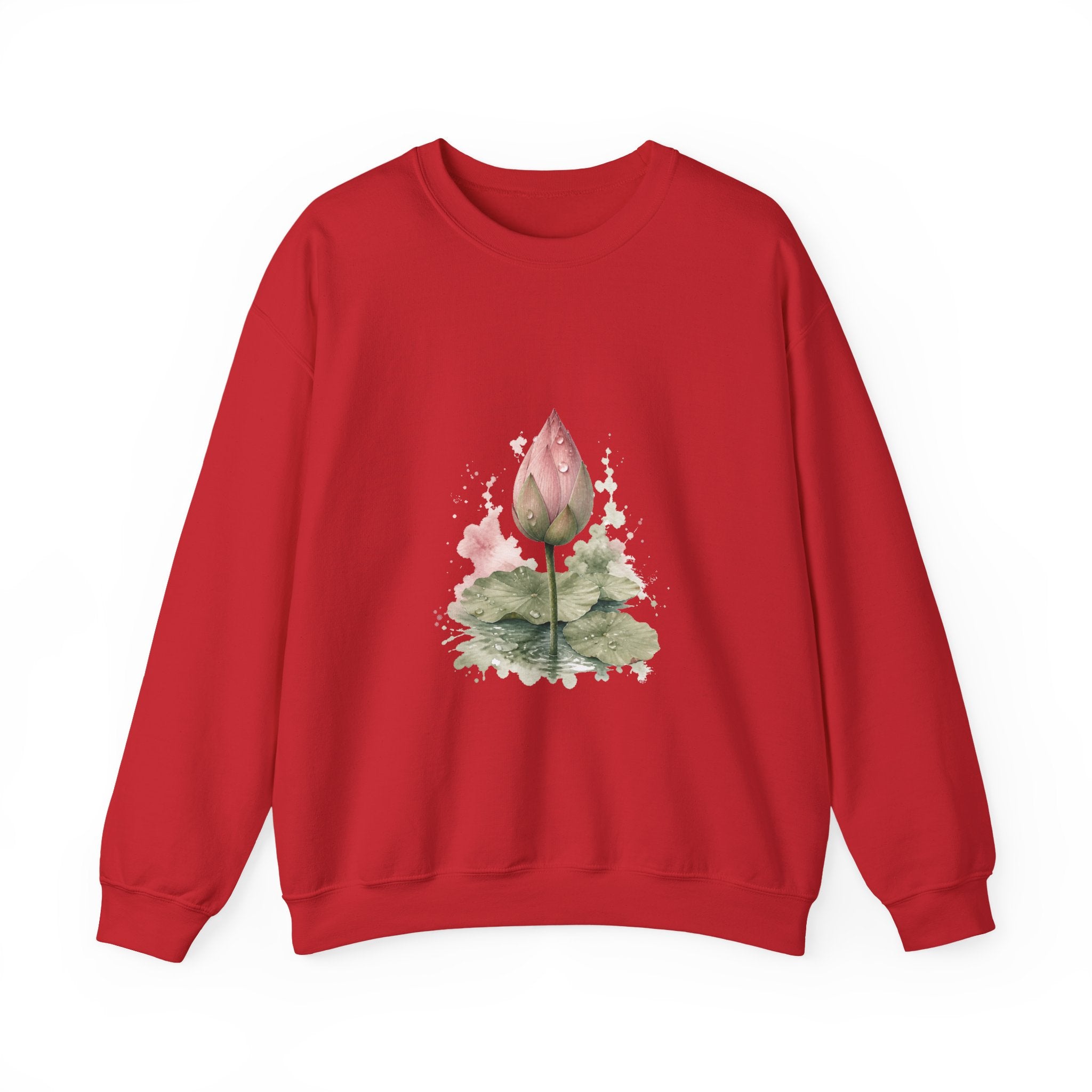 Matching Couple Sweatshirt - Open & Closed Lotus Matching Couple Premium Fleece Sweatshirt Watercolor Art His Hers Birthday Gift - Design B