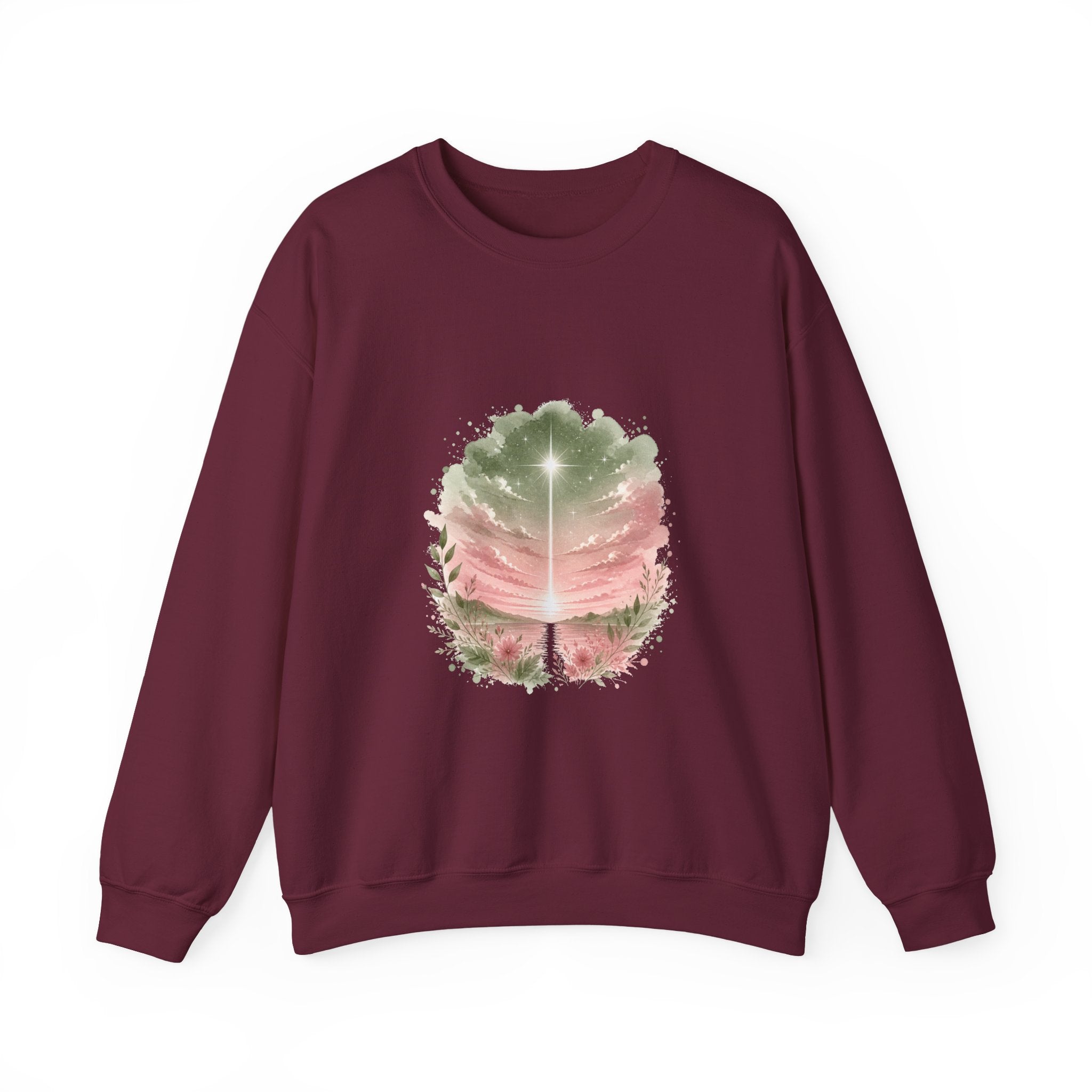 Matching Couple Sweatshirt - Evening & Morning Star Matching Couple Comfort Colors Crew Watercolor Art His Hers Birthday Gift - Design A
