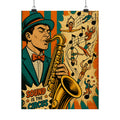 Saxophone Music Circus Wall Art Poster 24×36 Pop Art Restaurant Decor Maximalist Print