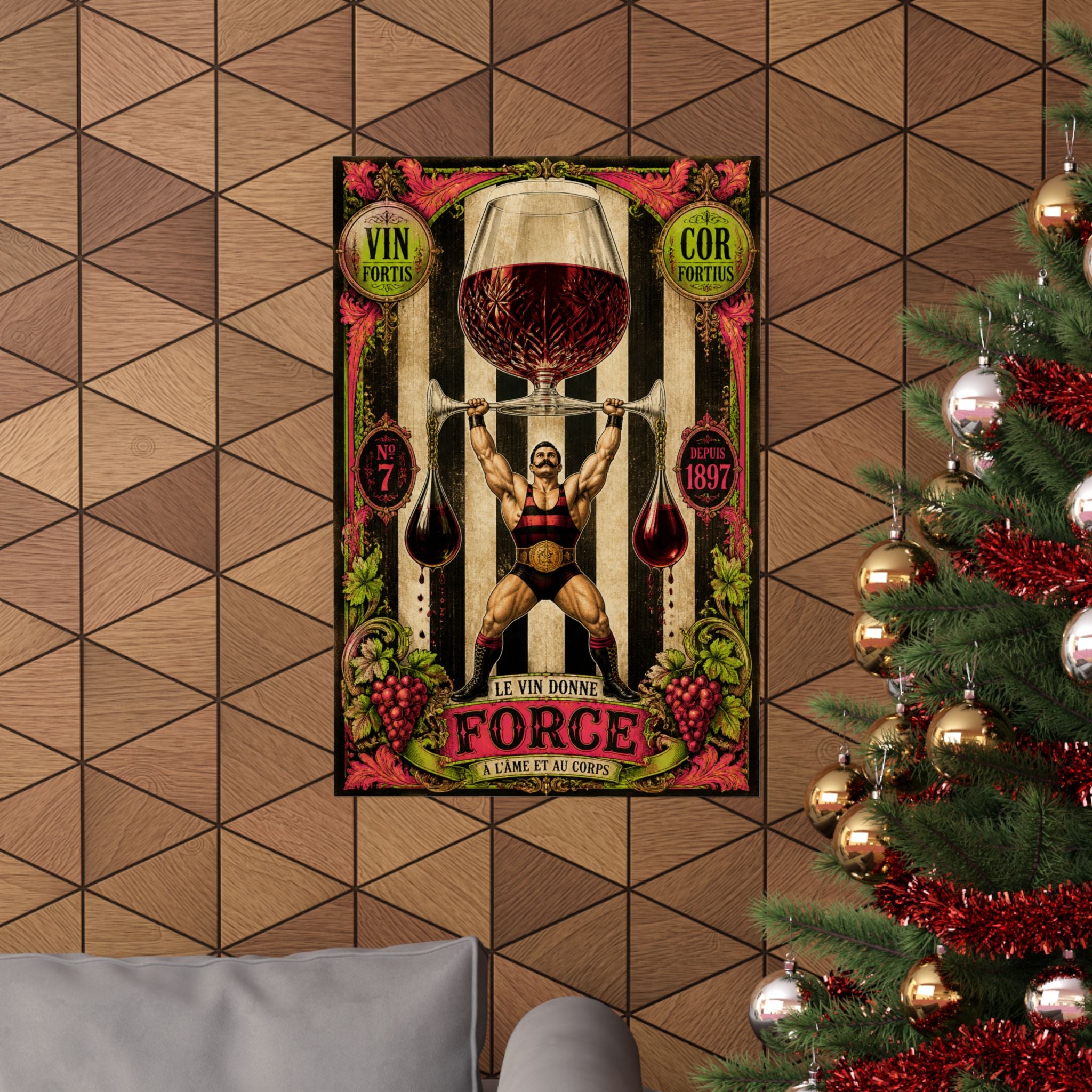 Wine Glass Strongman Wall Art Poster 24×36 Baroque Studio Decor Maximalist Print