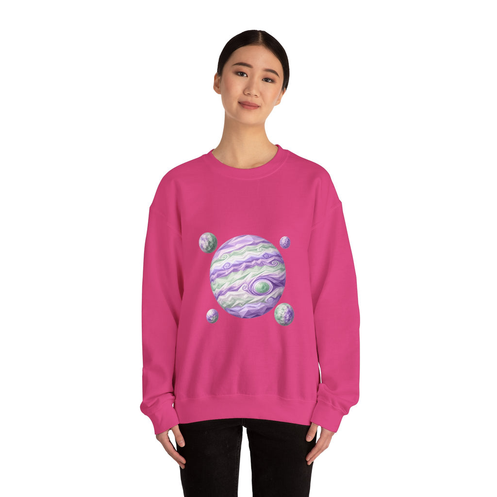 Matching Couple Sweatshirt - Saturn & Jupiter Matching Couple Crewneck Sweatshirt Geometric Art His Hers Couple Gift - Design B