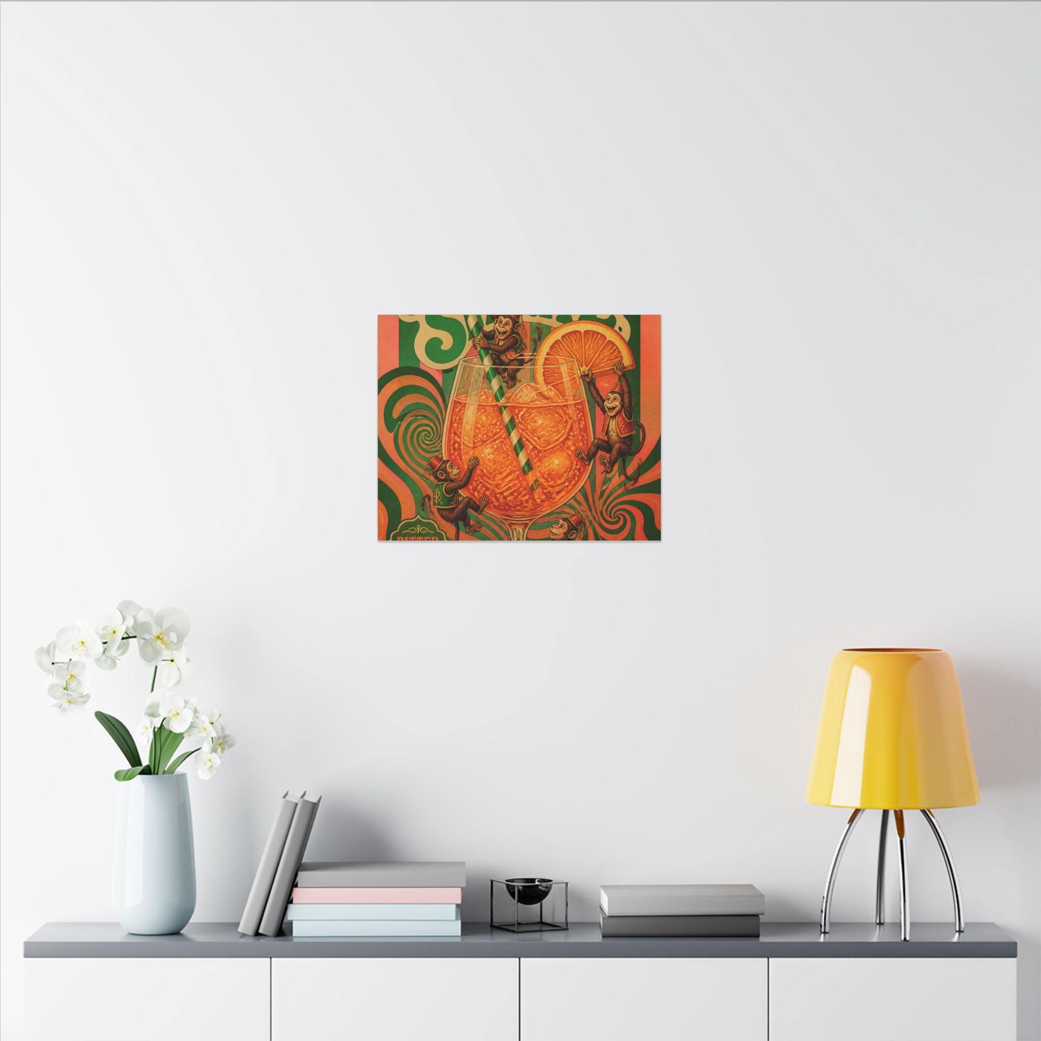 Aperol Spritz Monkeys Wall Art Canvas 16×20 Psychedelic Cafe Decor Maximalist Print
