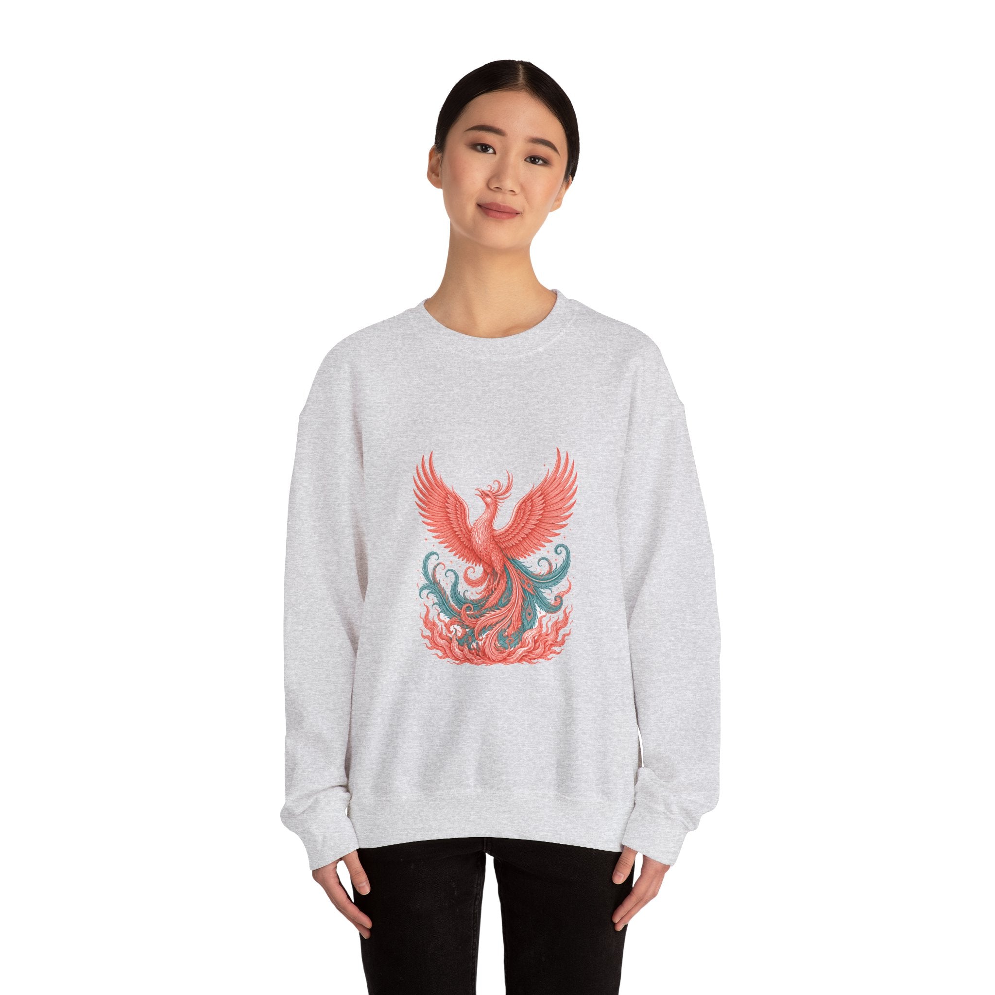 Matching Couple Sweatshirt - Dragon & Phoenix Matching Couple Premium Fleece Sweatshirt Vintage Art His Hers Honeymoon Gift - Design B