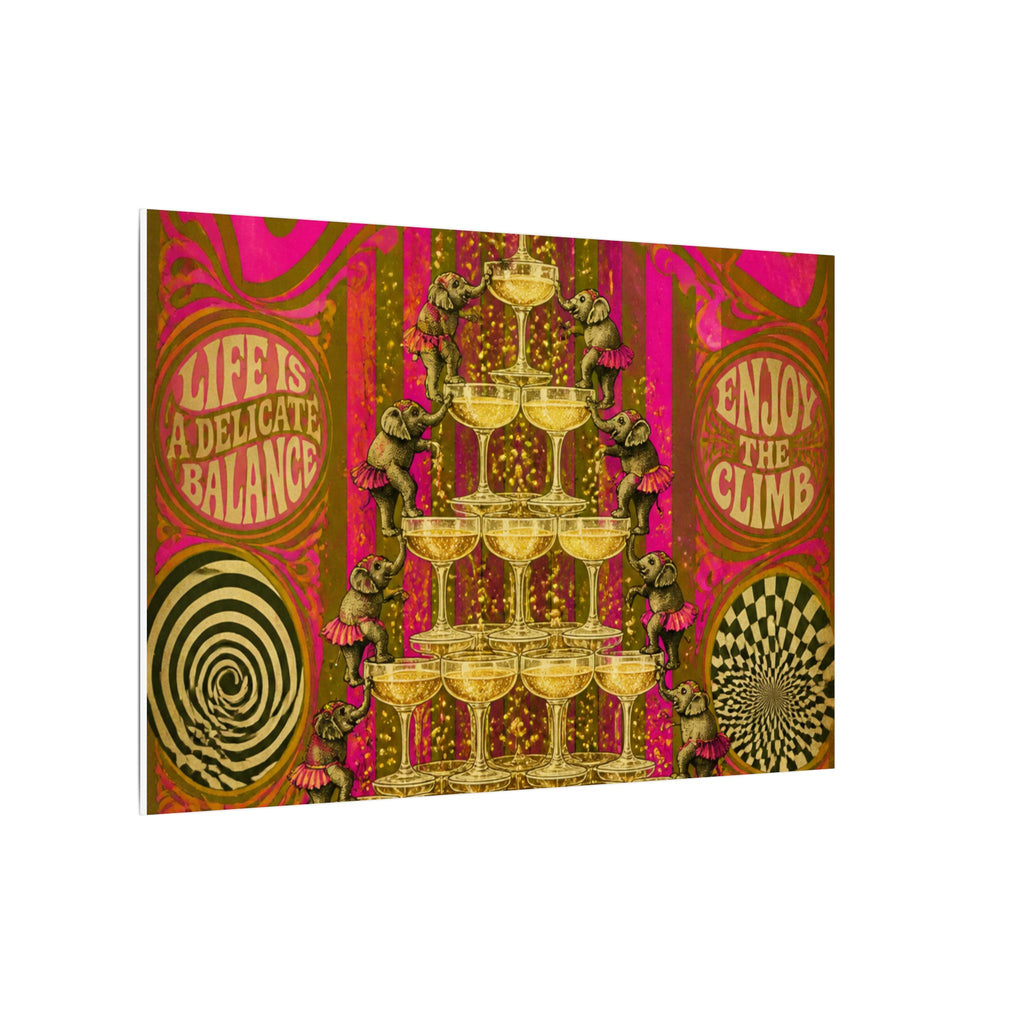 Champagne Tower Elephants Wall Art Canvas 16×20 Psychedelic Cafe Decor Maximalist Print